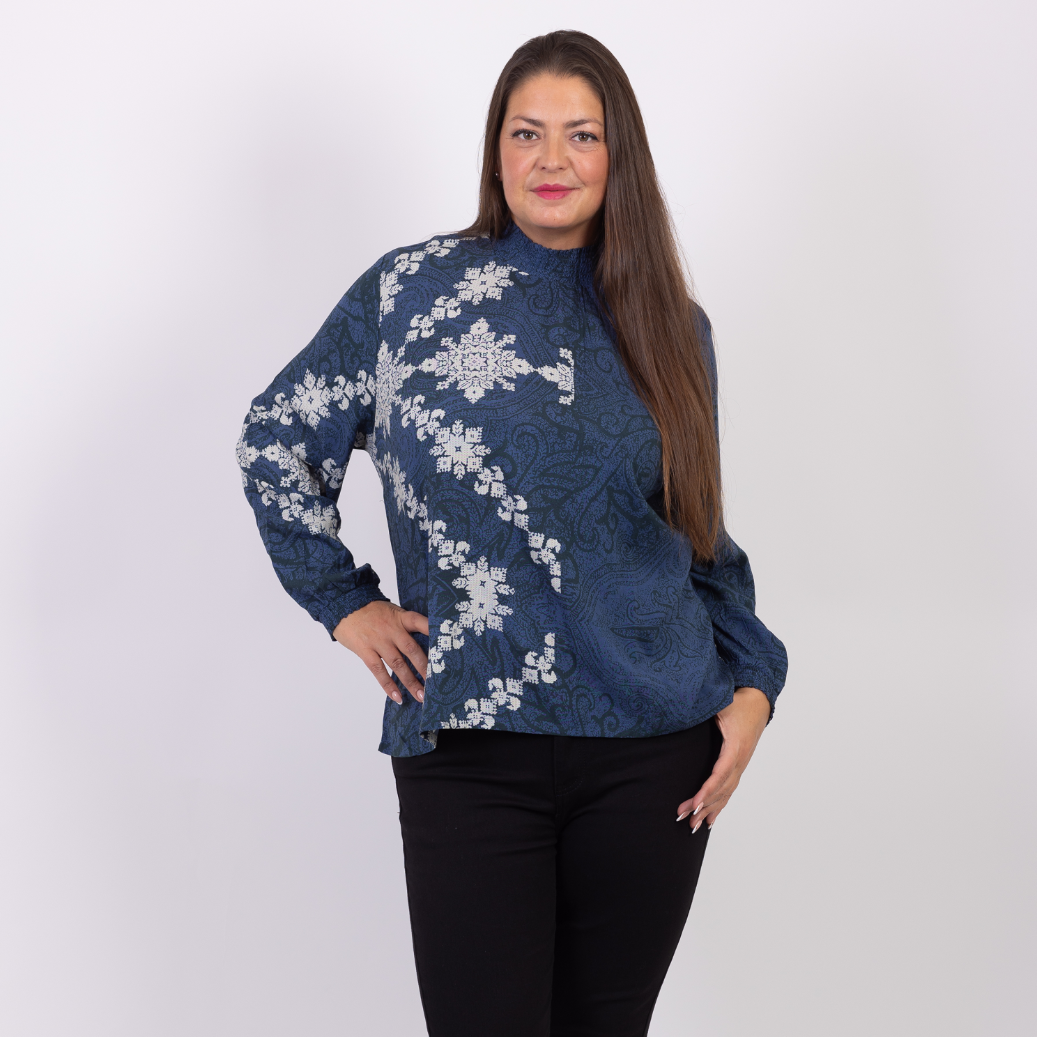 Chacha Plus Size Bluse i Navy Sort – Fantastisk Tilbud!