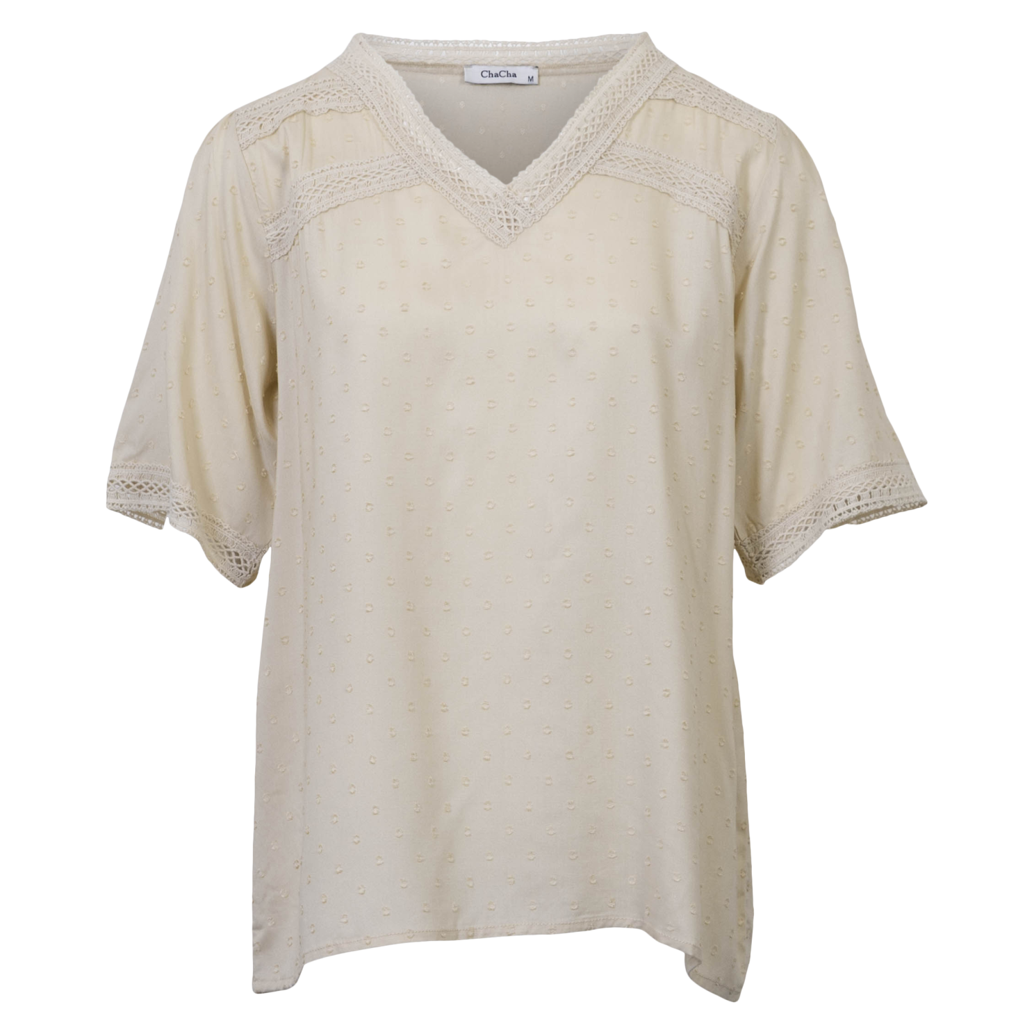 Chacha Dame Bluse Taupe    i Store Plus Size Størrelser