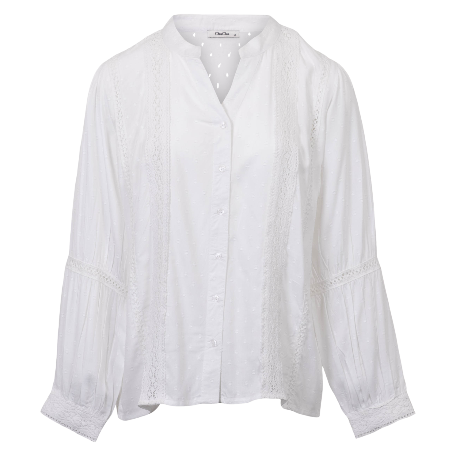 Chacha Dame Bluse White    i Store Plus Size Størrelser