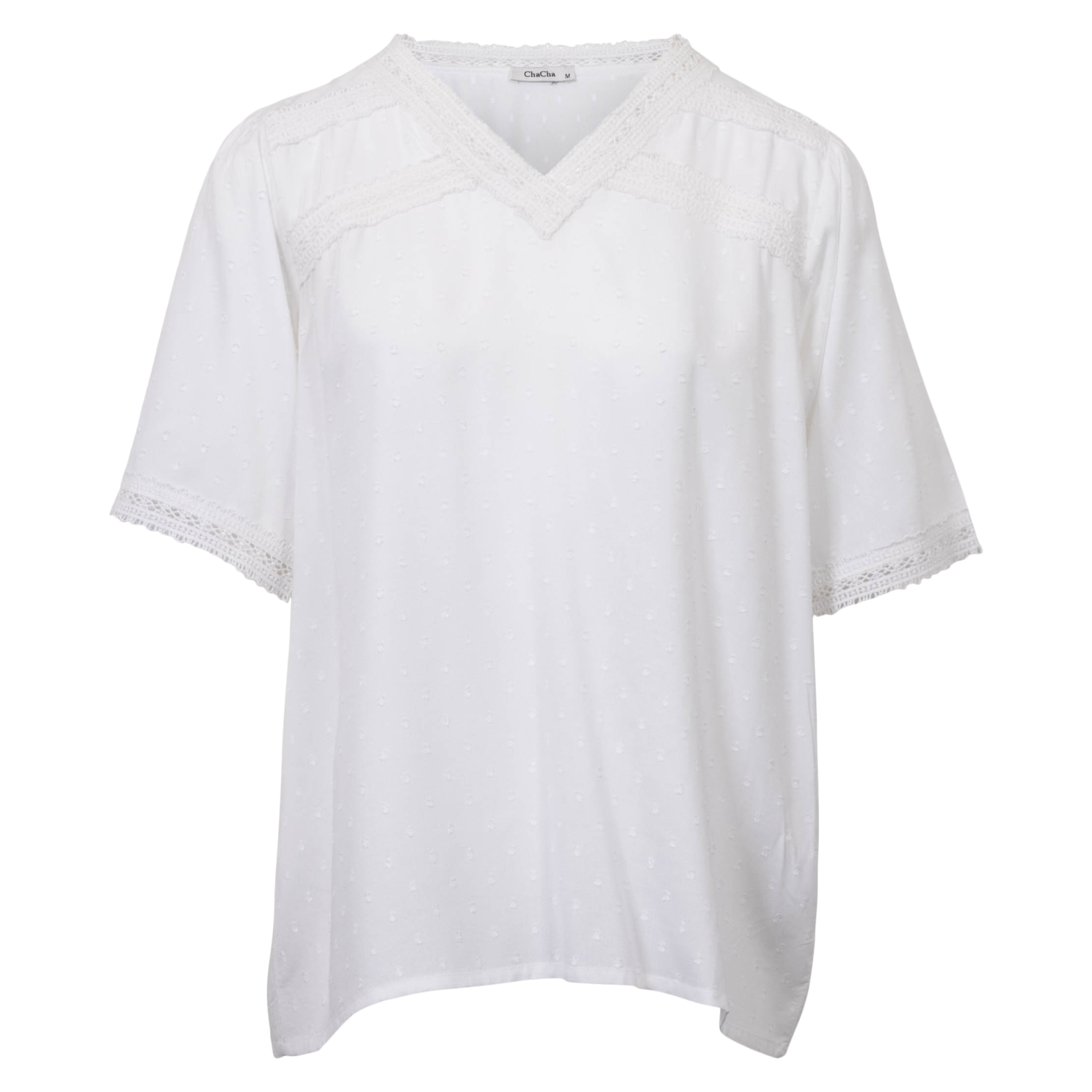 Chacha Dame Bluse White   i Store Plus Size Størrelser