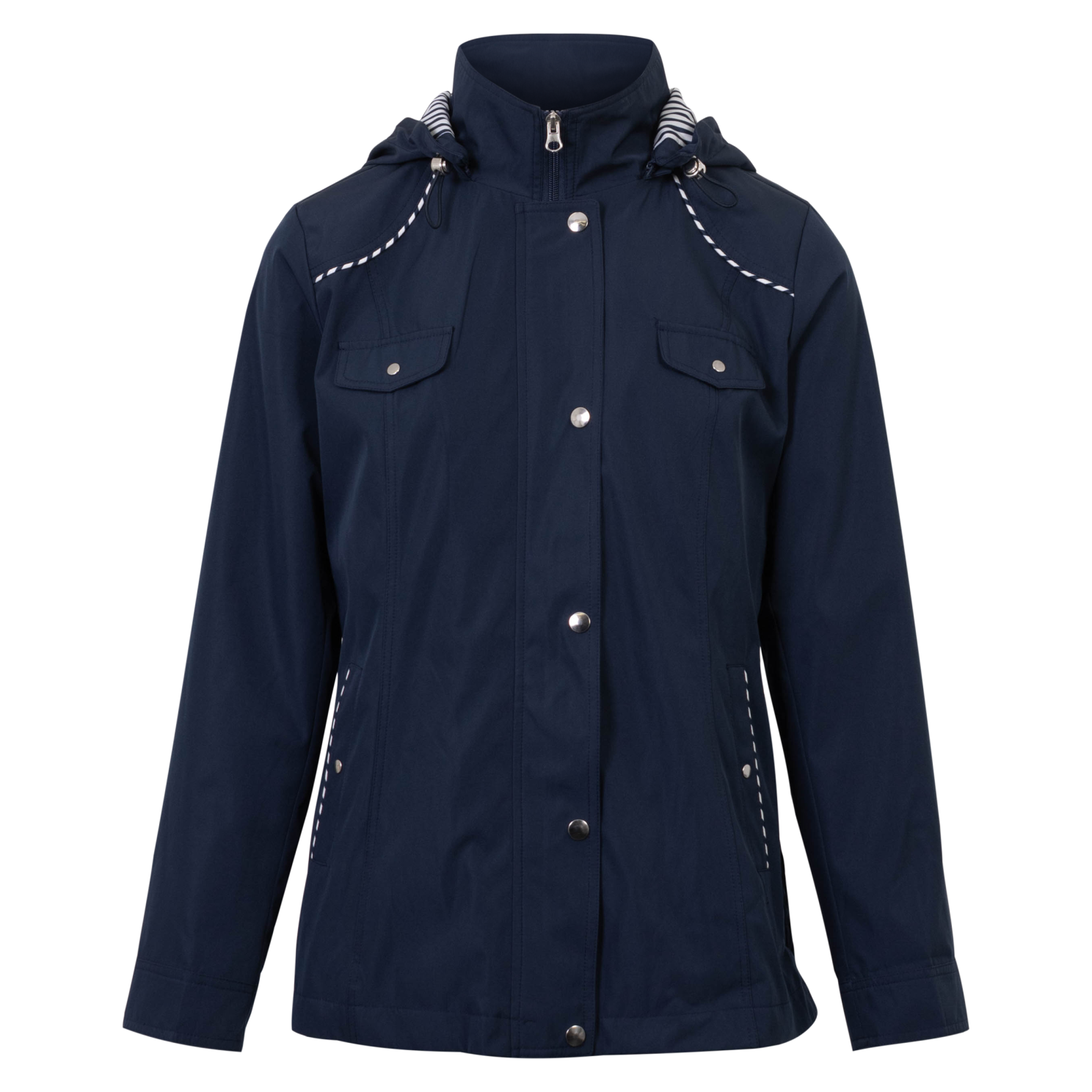 Chacha Dame Jakke Navy    i Store Plus Size Størrelser