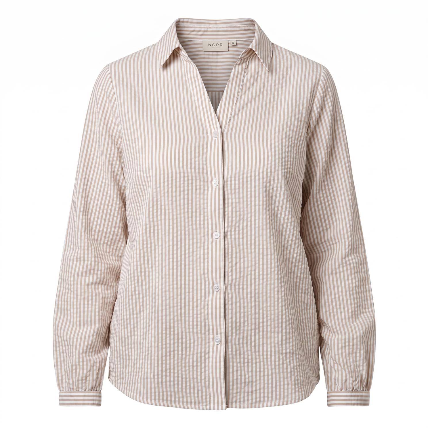 Chacha Dame Skjorte Beige Stripe i Store Plus Size Størrelser