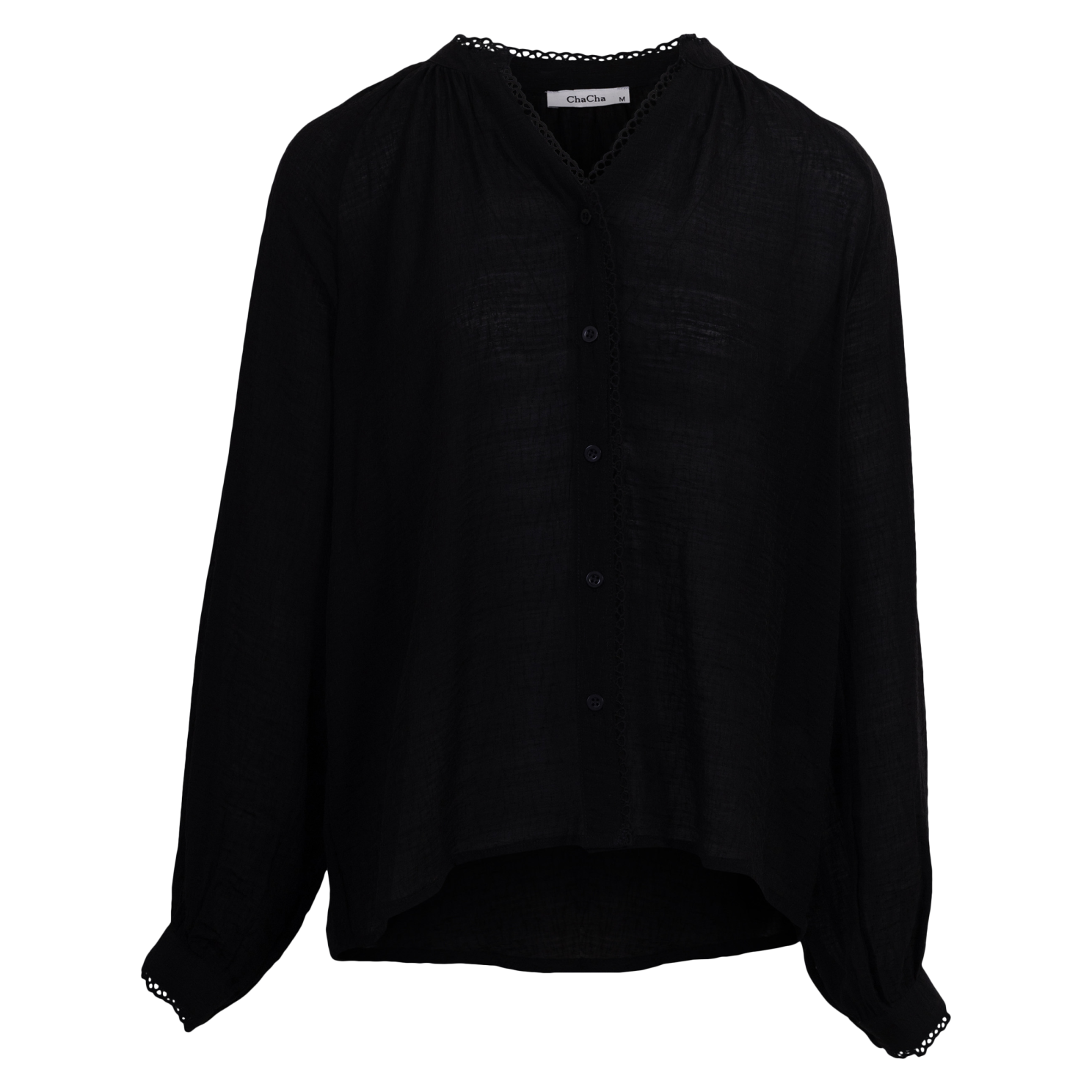 Chacha Dame Skjorte Black i Store Plus Size Størrelser
