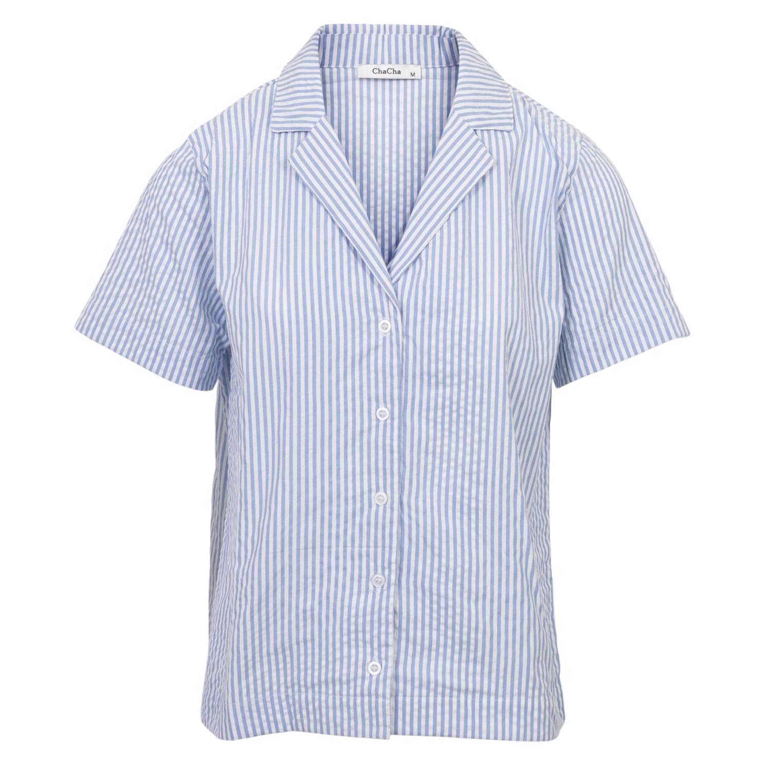 Chacha Dame Skjorte Blue Stripe i Store Plus Size Størrelser