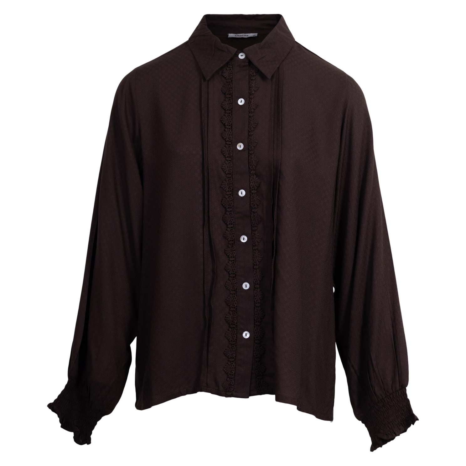 Chacha Dame Skjorte Brown   i Store Plus Size Størrelser