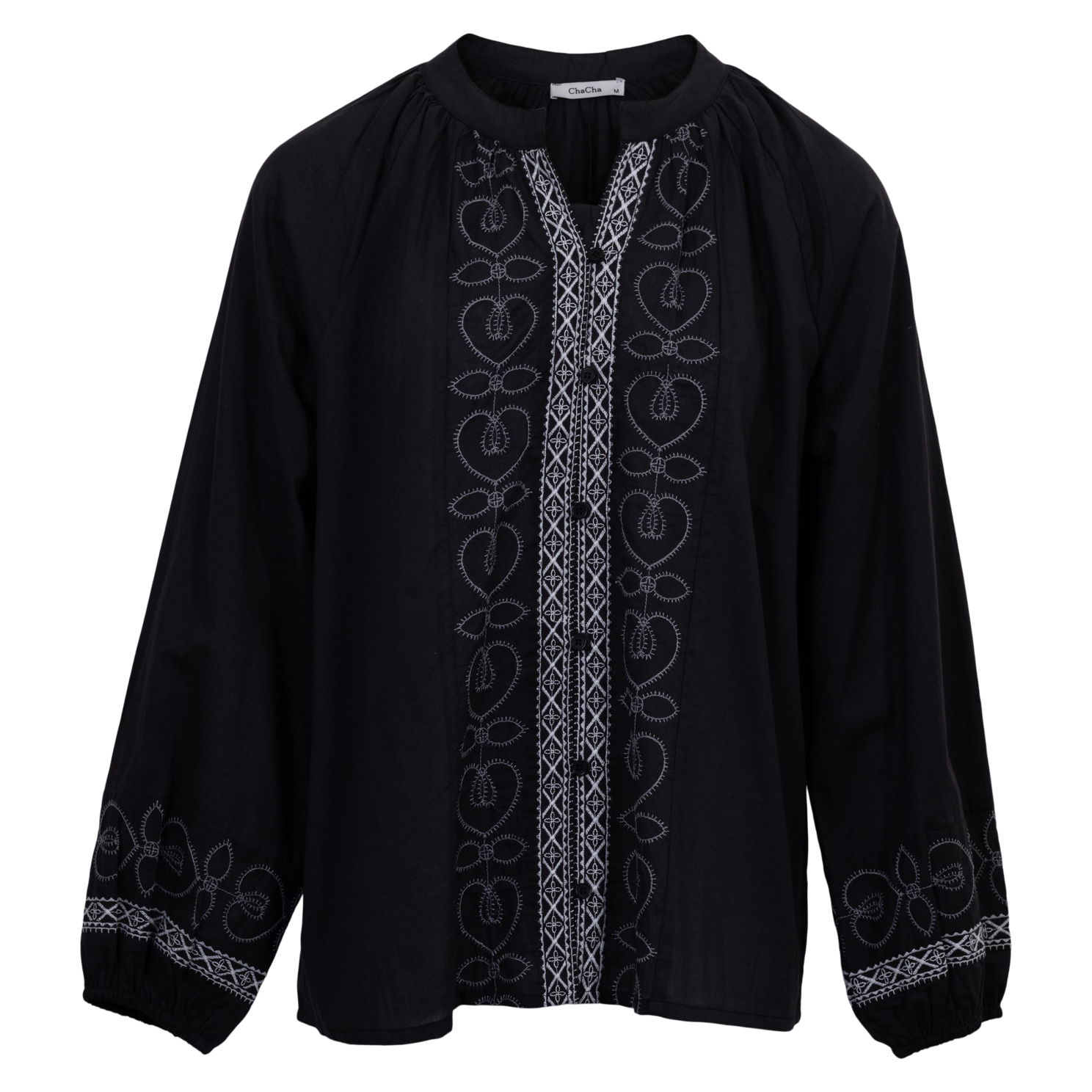 Chacha Dame Skjorte Grey White   i Store Plus Size Størrelser