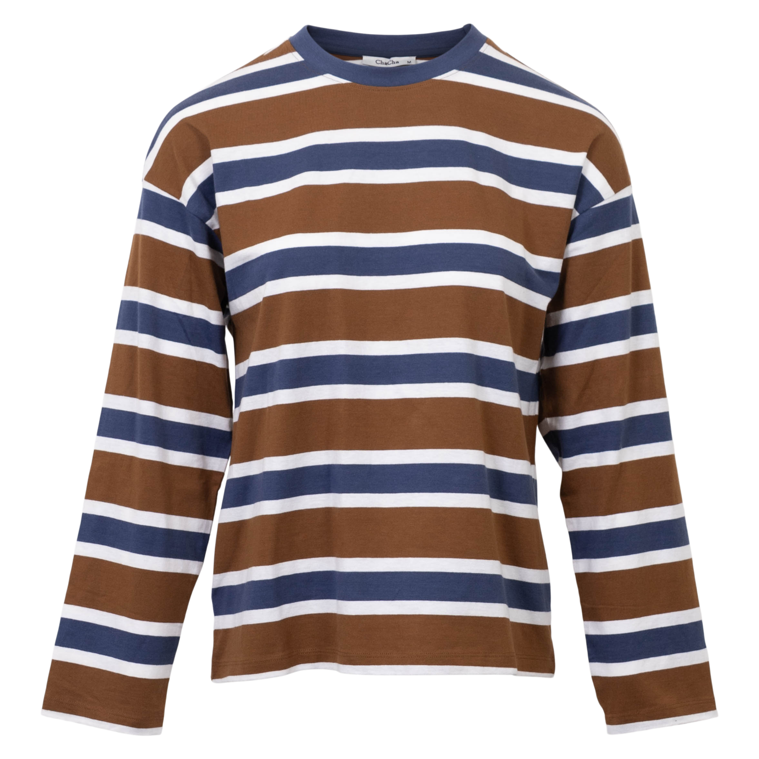 Chacha Dame T-shirt i Brune, Blå og Hvide – Udsalg!