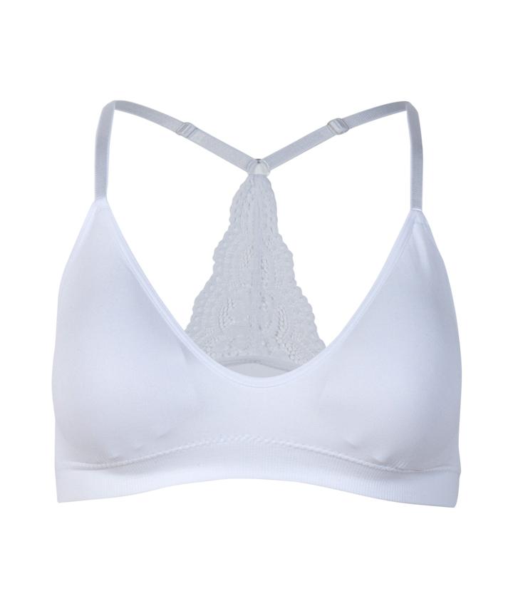 Bøjleløs Plus Size Bh med Blonde – Hvid Tilbud