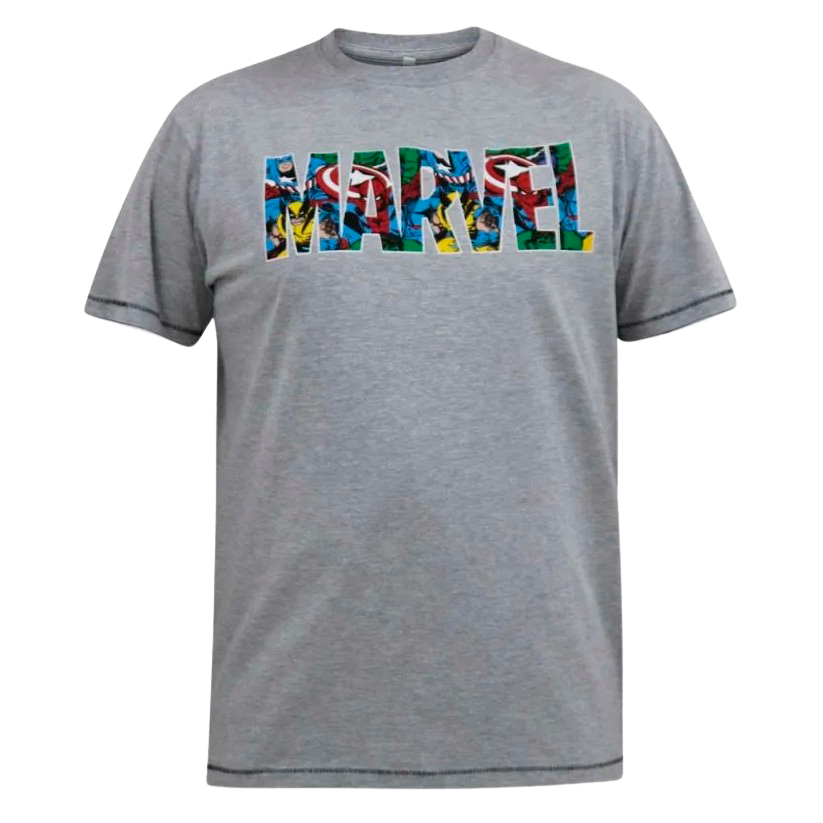 D5555 Marvel Herre T-shirt Plus Size – Grå Melange Tilbud