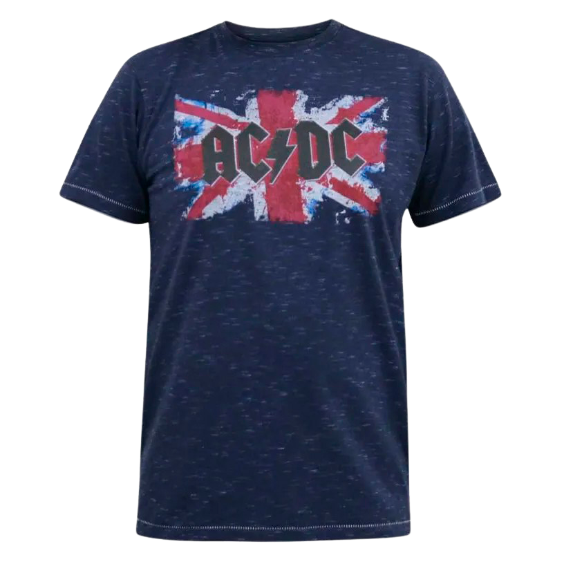 D5555 Dennis Herre T-shirt med AC/DC Grafik – Plus Size