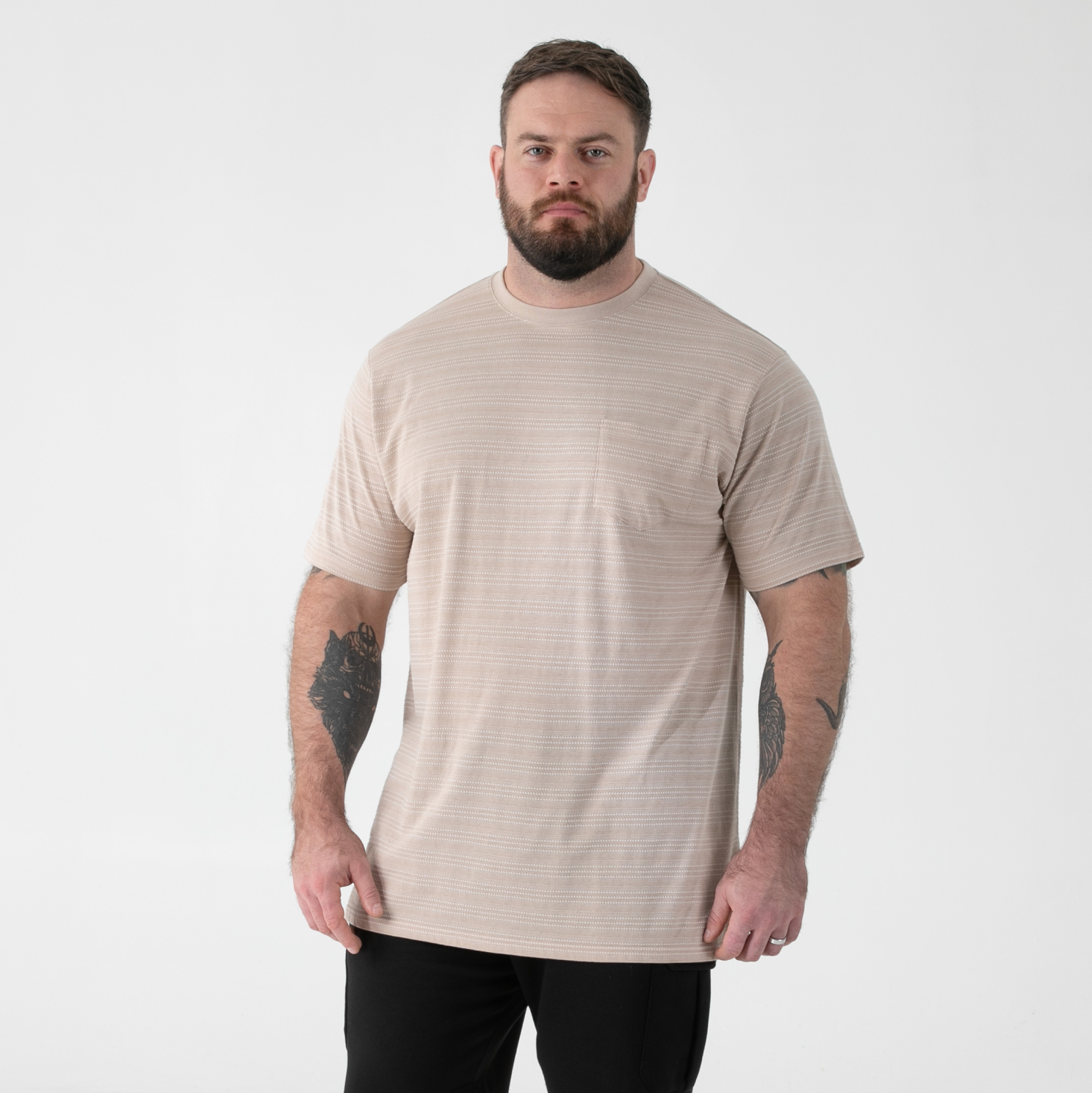 D555 Dingle Herre  -shirt Stone    i Store Plus Size Størrelser