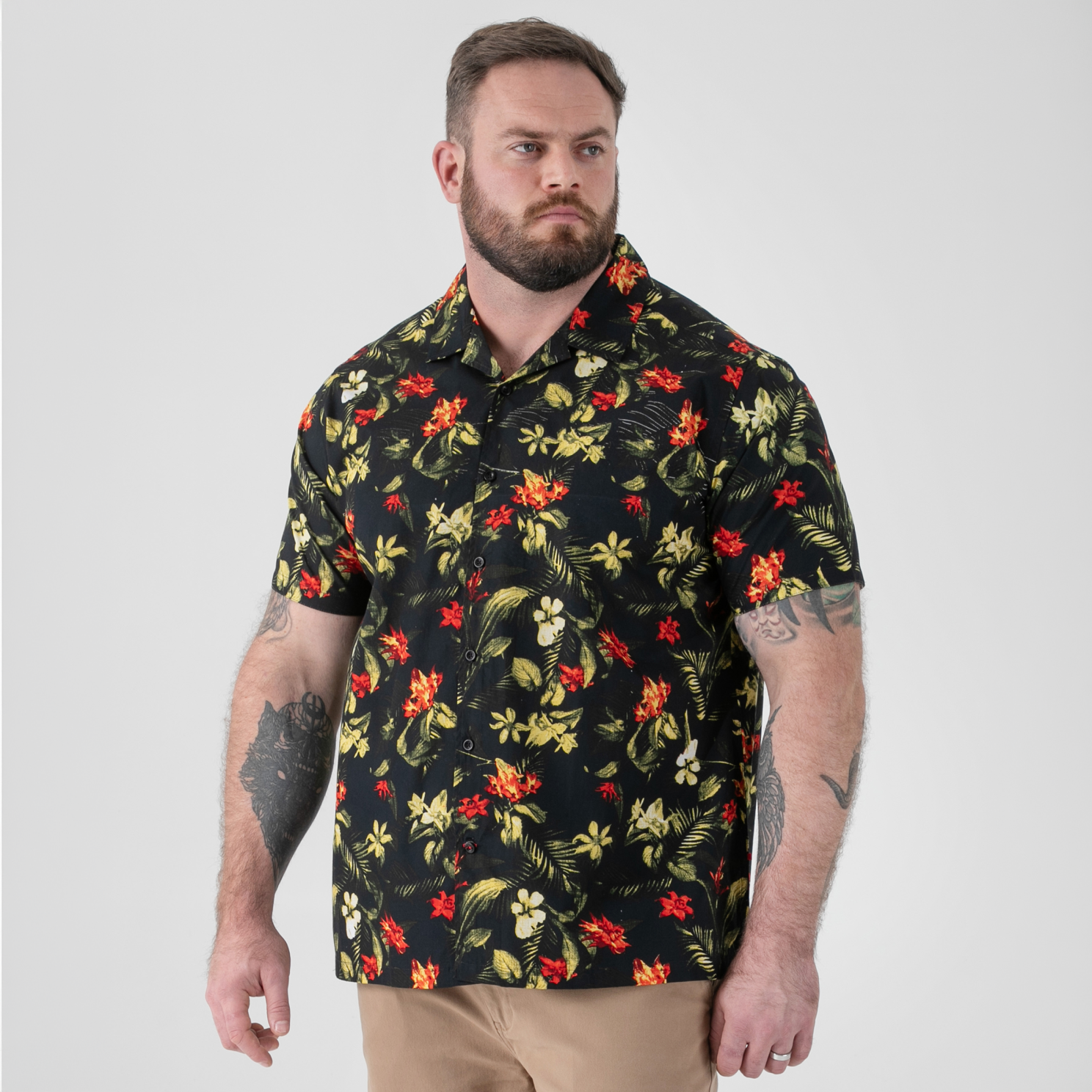 D555 Gordon Herre Kortærmet Skjorte Black    i Store Plus Size Størrelser