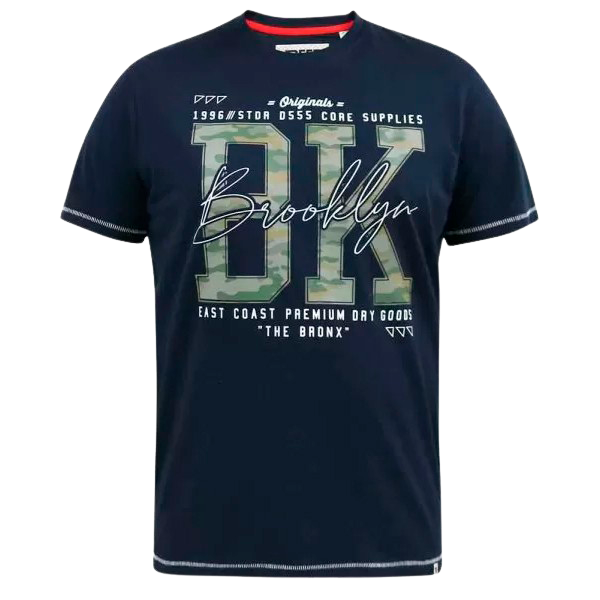 D5555 Plus Size Herre T-shirt i Camouflage – Navy Stil