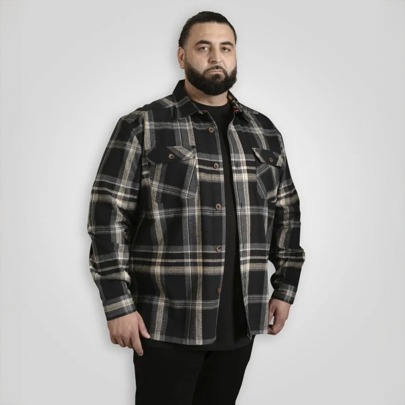 D555 Plus Size Herreskjorte i Sort og Grå – Fantastisk Tilbud!