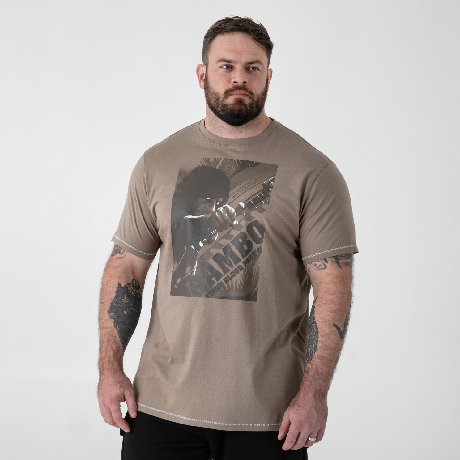 D555 Jarrett Herre  -shirt Stone    i Store Plus Size Størrelser