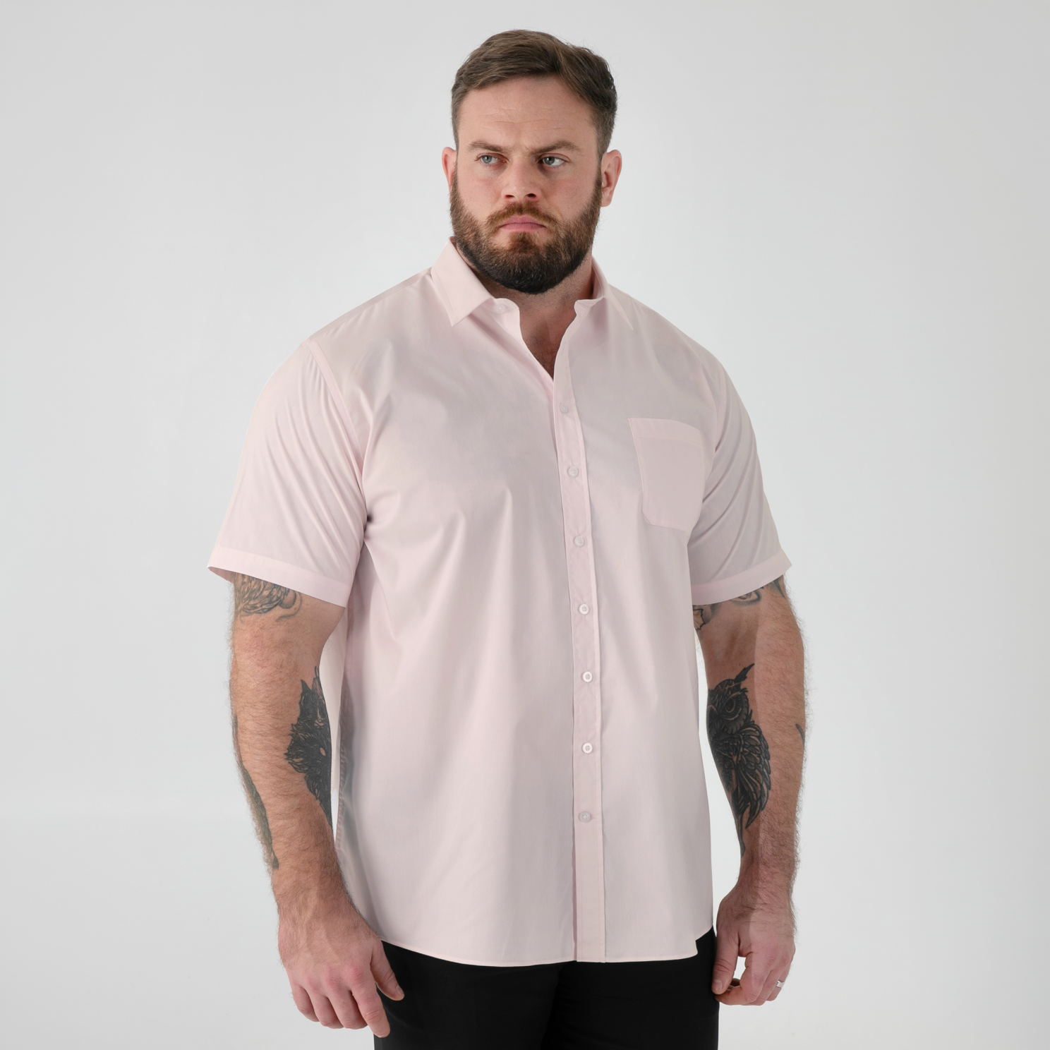 D555 Lucas Herre Kortærmet Skjorte Pink    i Store Plus Size Størrelser