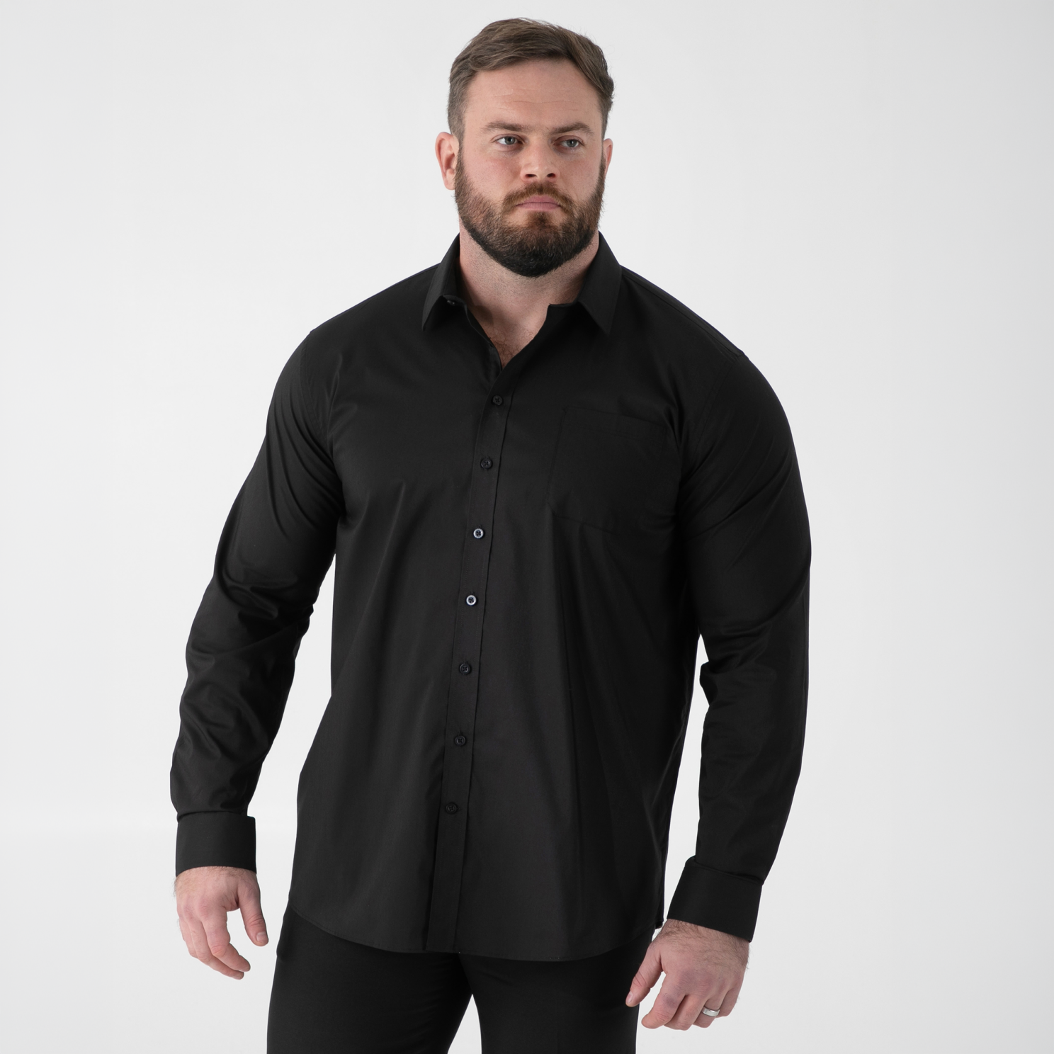 D555 Oliver Herre Skjorte Black    i Store Plus Size Størrelser