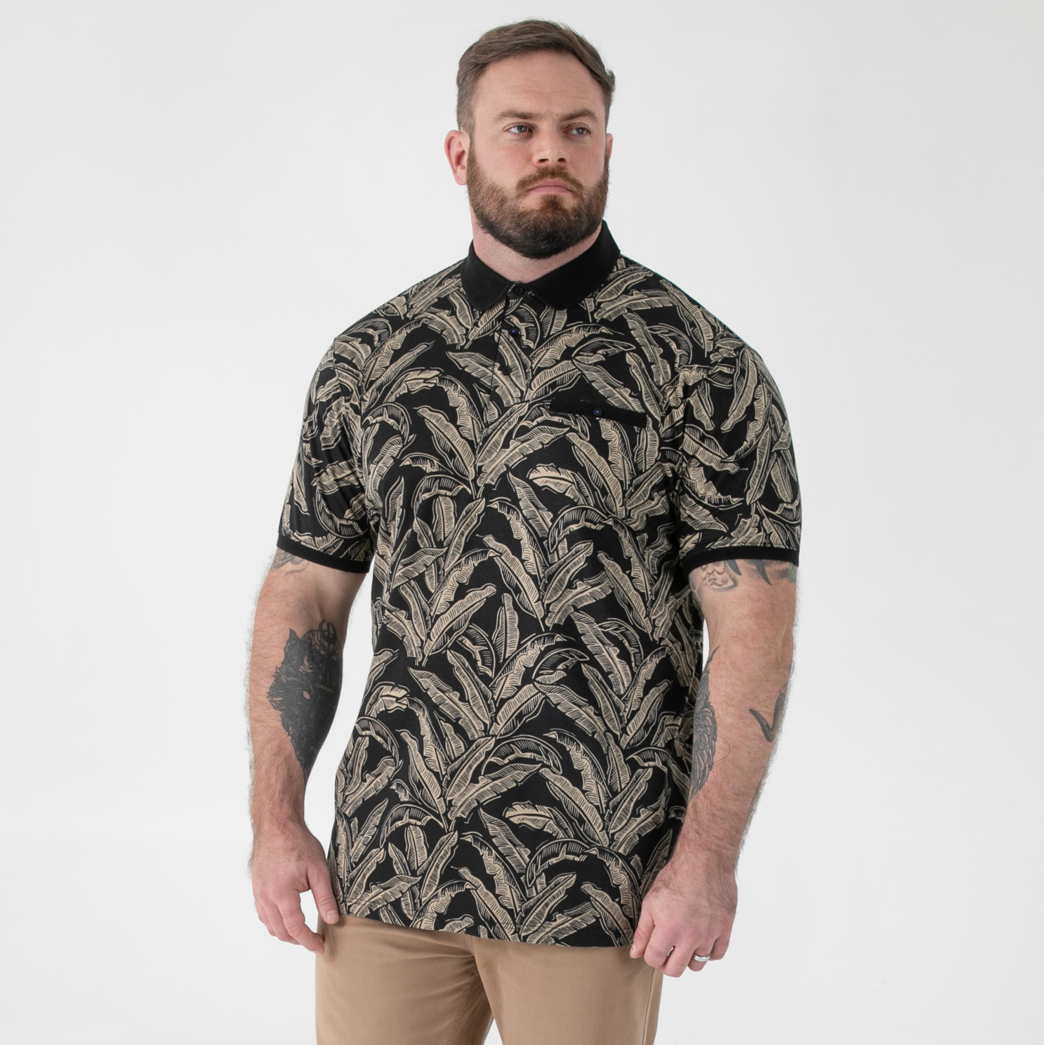 D555 Palmer Herre Polo Black    i Store Plus Size Størrelser