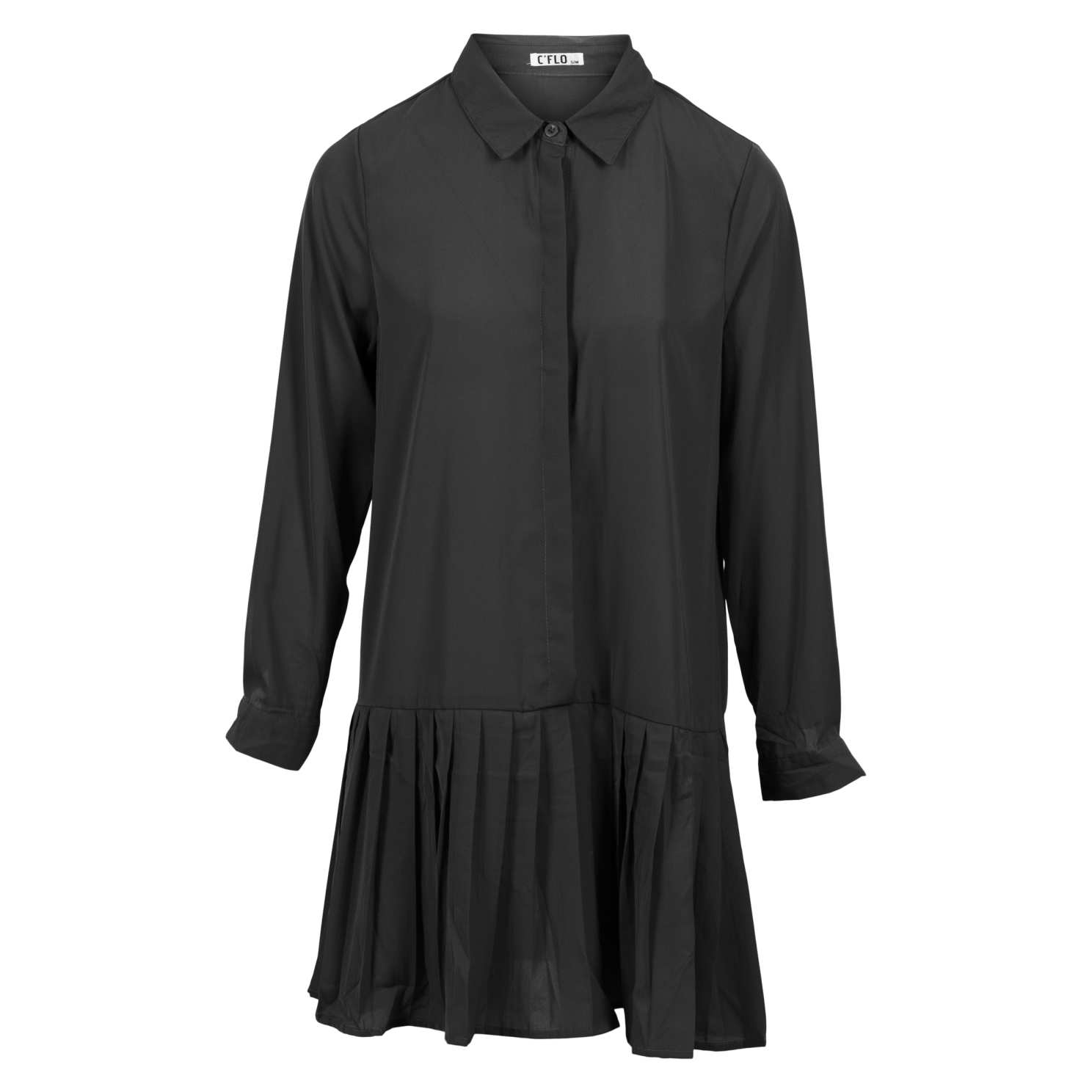 Elegant Sort Plissé Kjole til Dame - Plus Size Tilbud