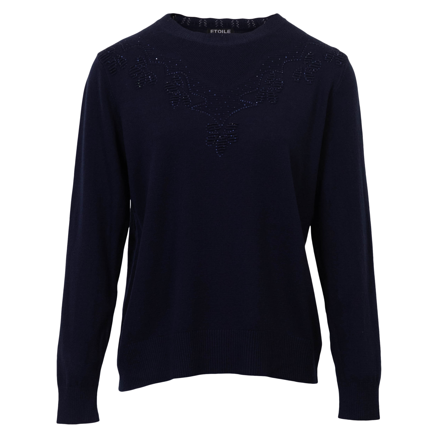 Etoile Dame Striktrøje Navy      i Store Plus Size Størrelser