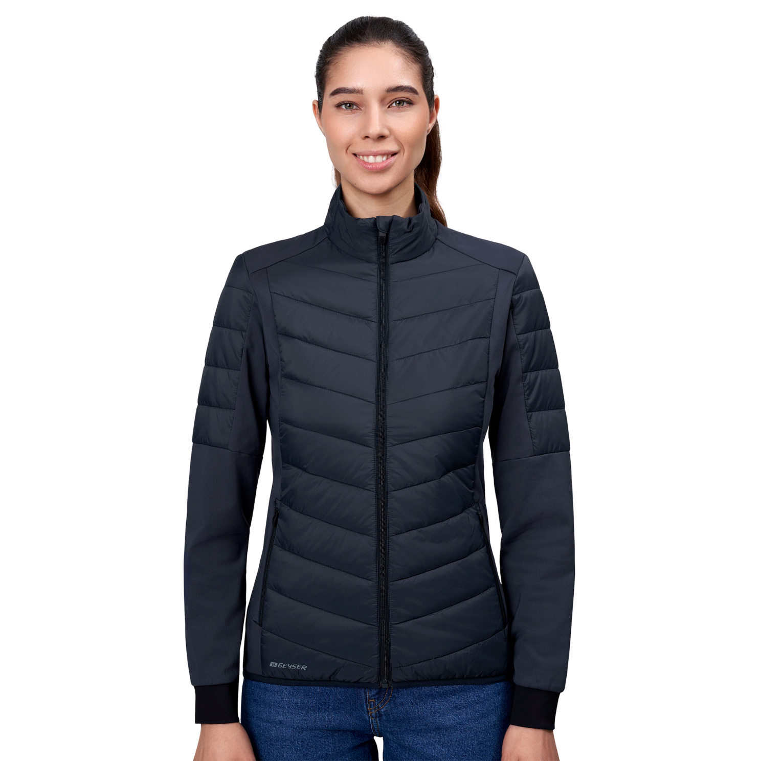 Geyser Hybridjakke til Dame – Navy – Plus Size Tilbud