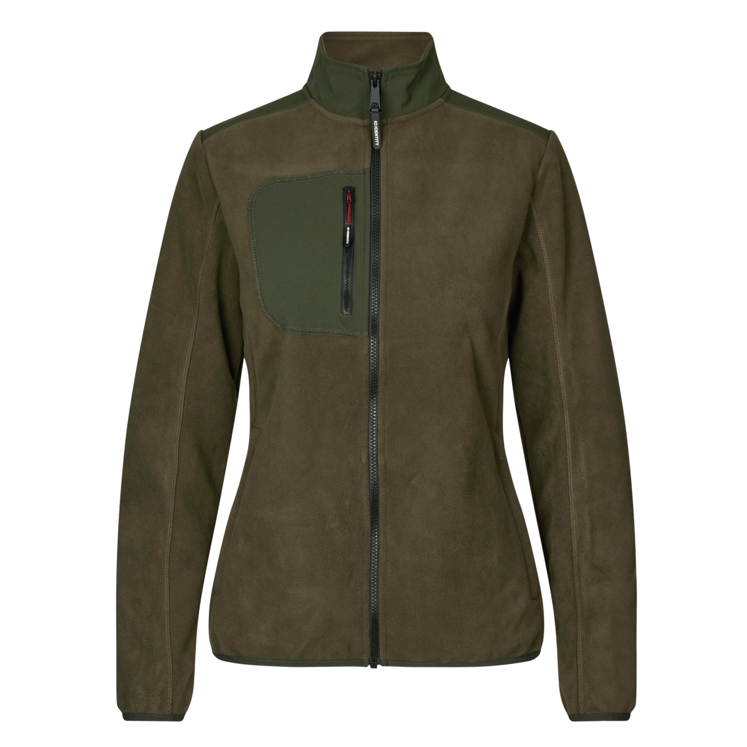 Oliven Bonded Fleecejakke til Dame – Plus Size Tilbud