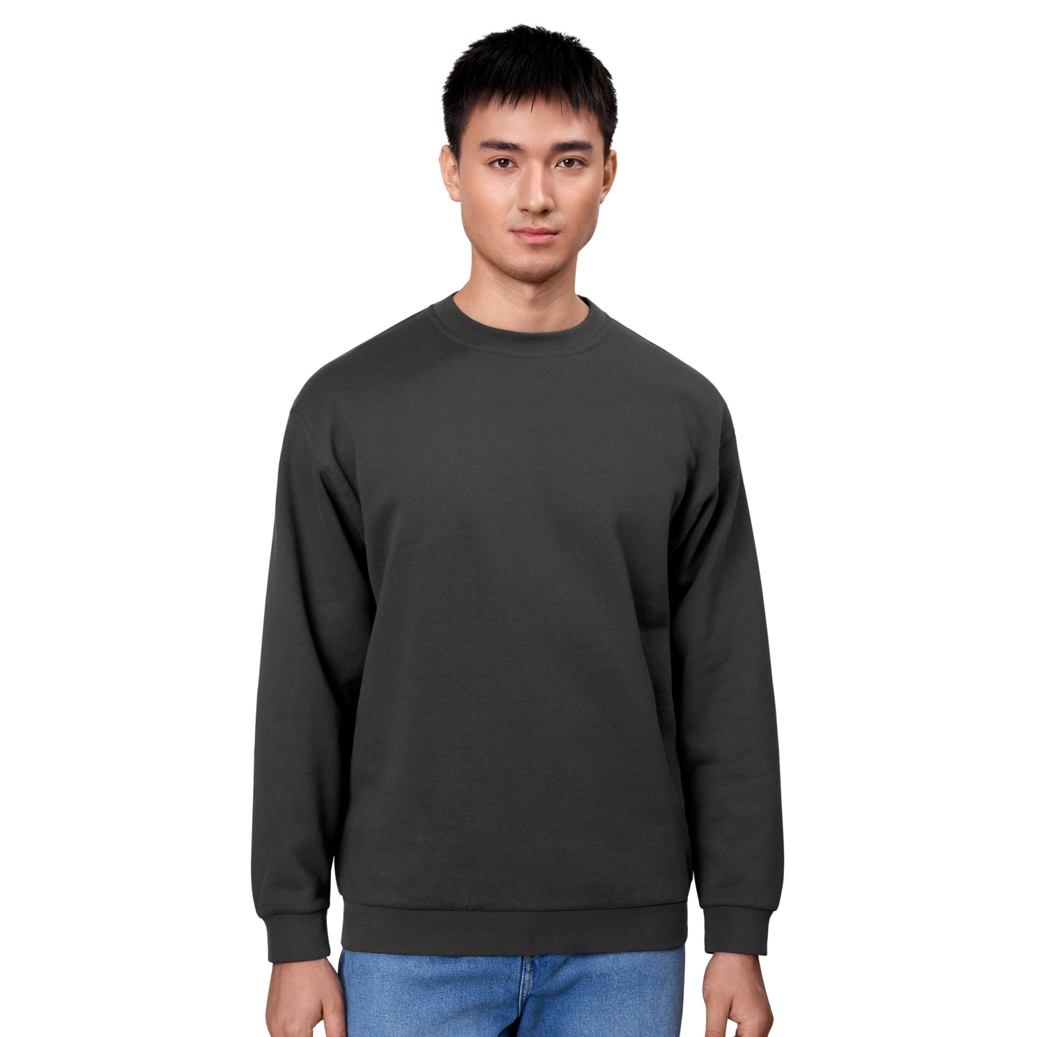 Koksgrå Plus Size Herre Sweatshirt - Stil og Komfort!