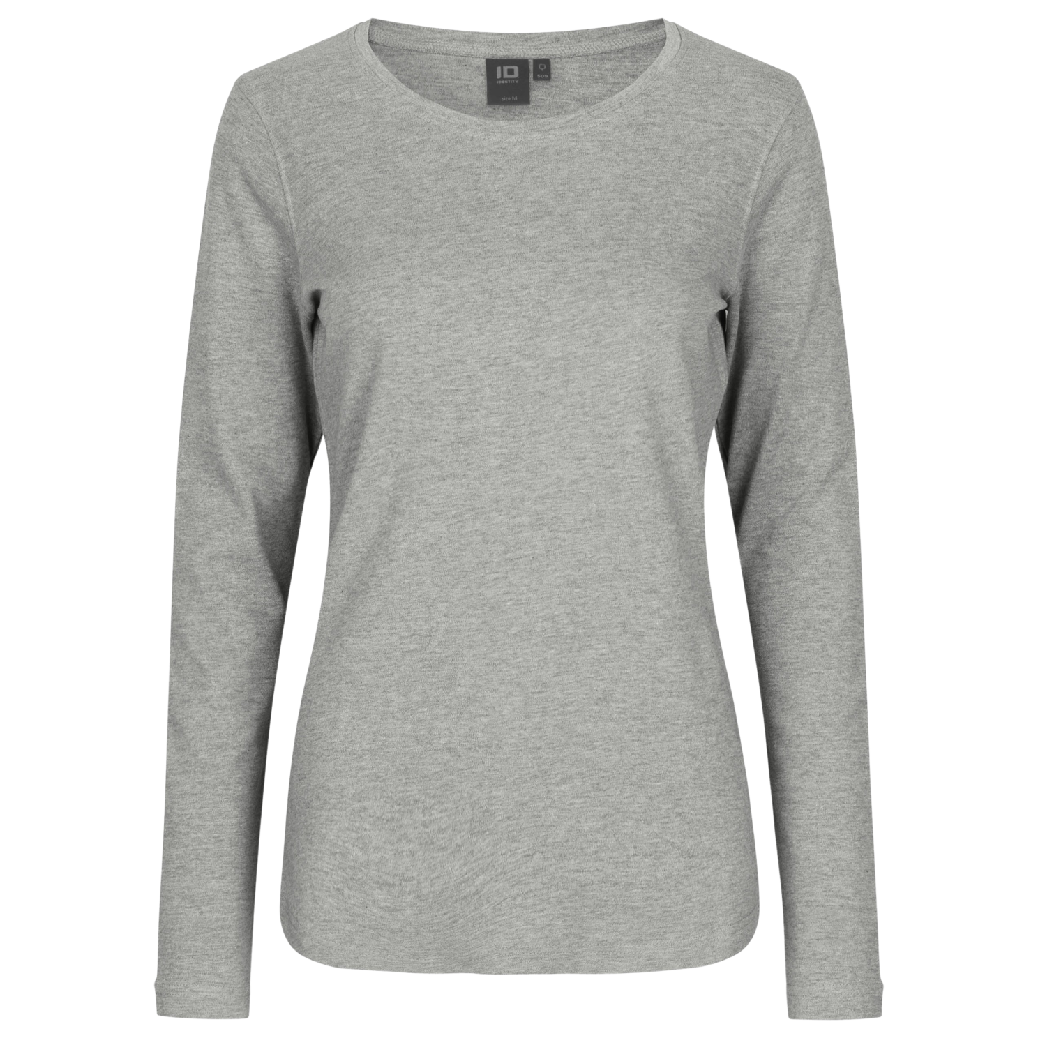 ID Interlock Langærmet T-shirt til Dame - Grå Melange Udsalg!