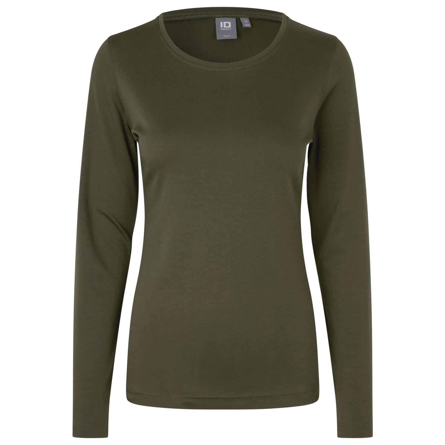 ID Interlock Langærmet T-shirt til Dame – Oliven Plus Size