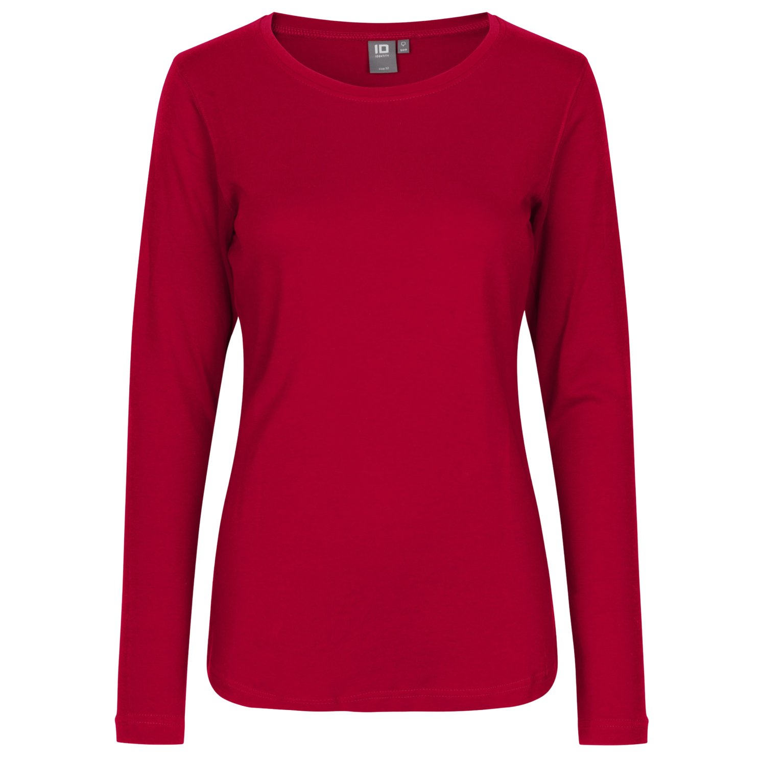 ID Interlock Plus Size Langærmet T-shirt – Rød Tilbud