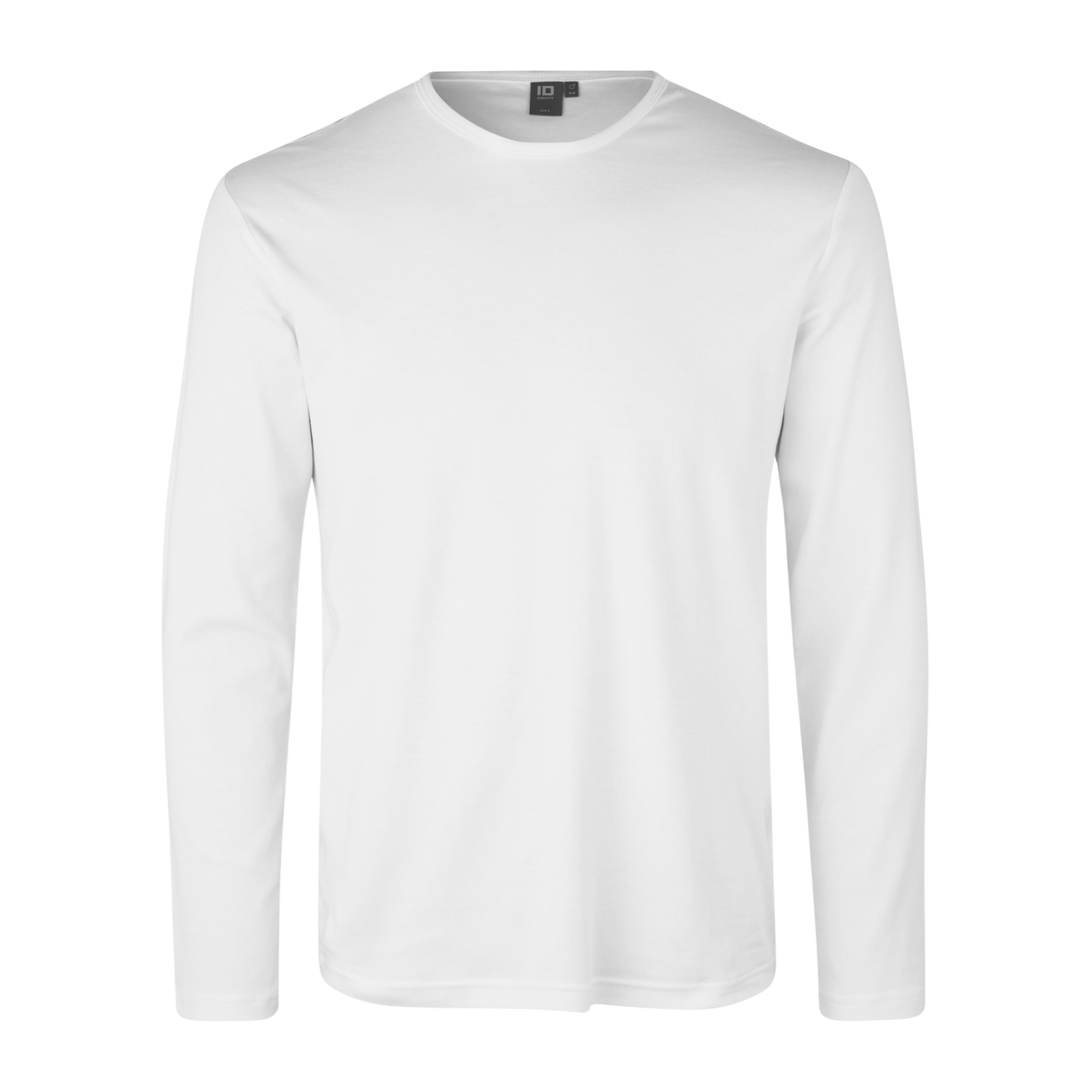 Interlock Herre Langærmet  -shirt Hvid   i Store Plus Size Størrelser