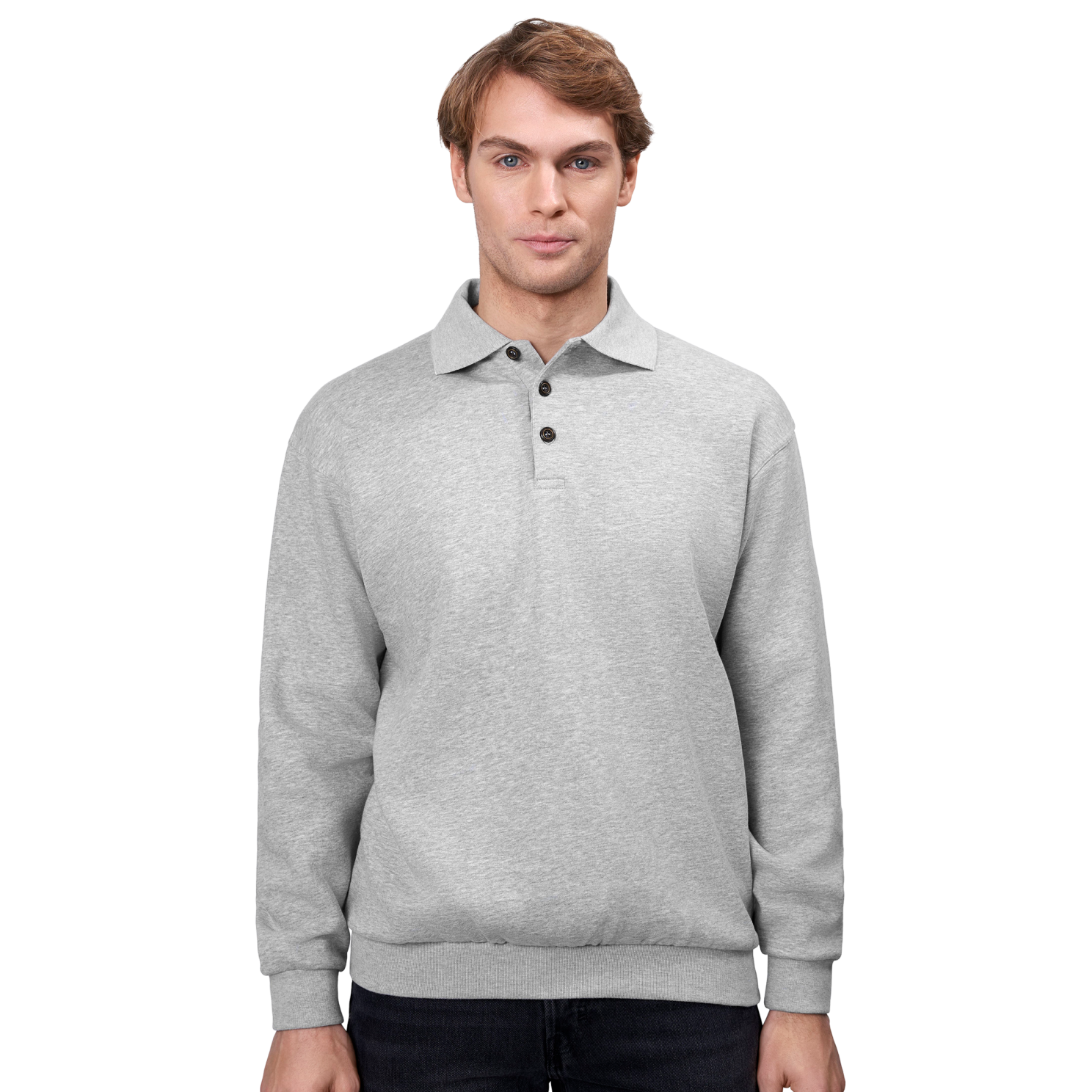 Klassisk Grå Melange Sweatshirt til Herre – Plus Size Udsalg