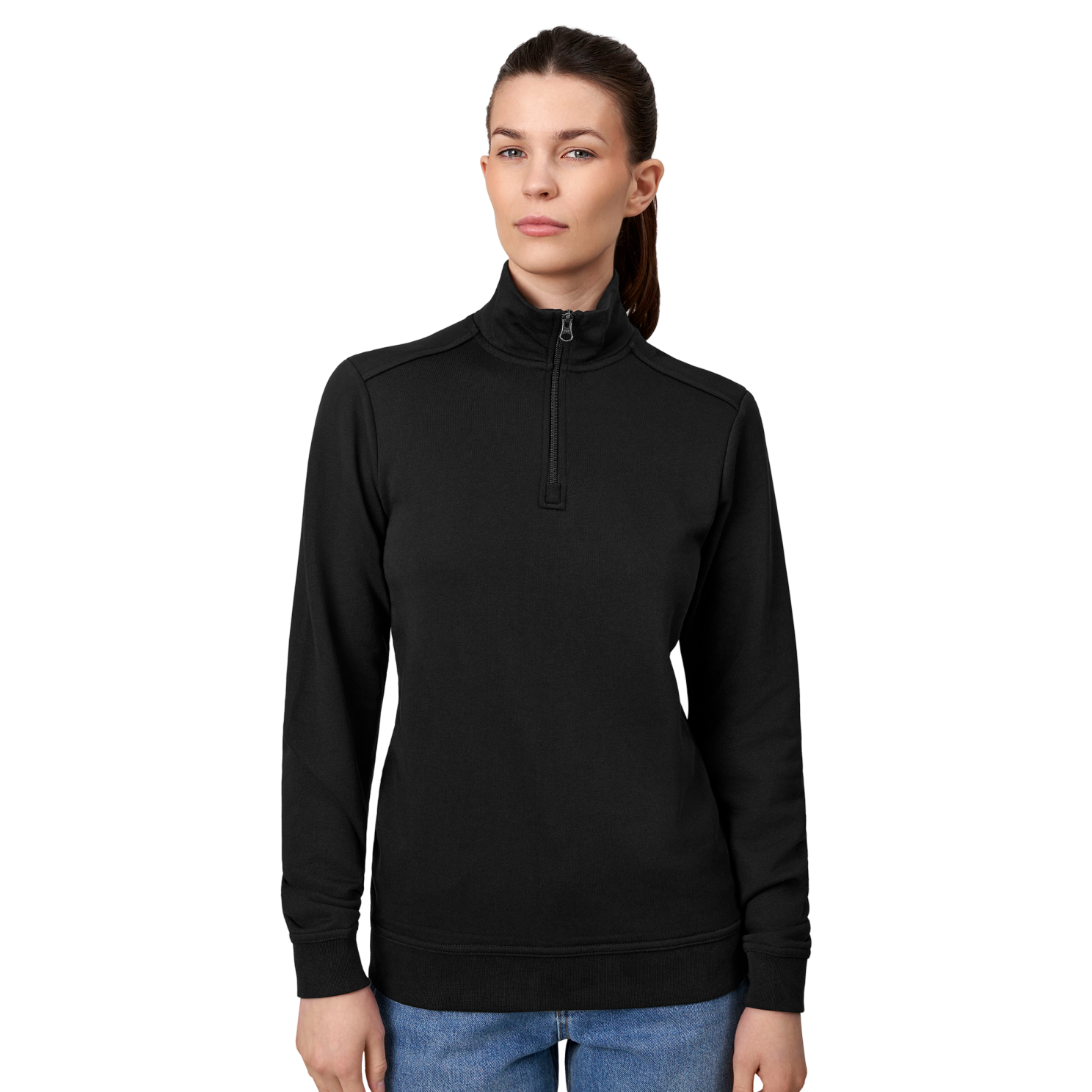 Pro Wear Dame Sweatshirt – Sort Plus Size med 1/4 Zip