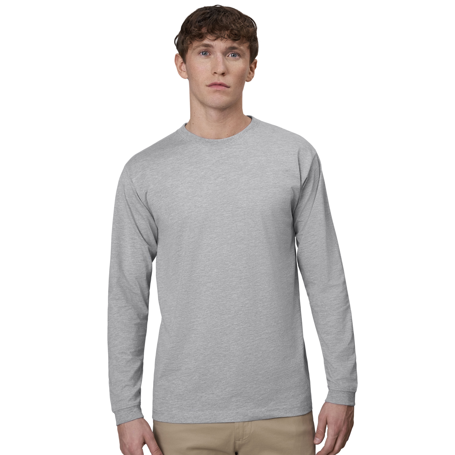 Pro Wear Herre Langærmet T-shirt – Grå Melange Udsalg