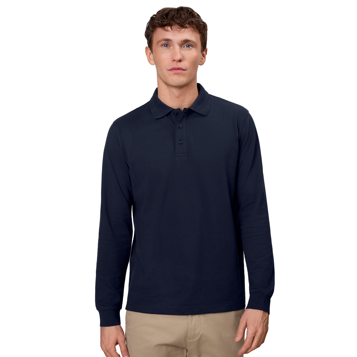 Strækbar Navy Herre Polo – Plus Size Tilbud!