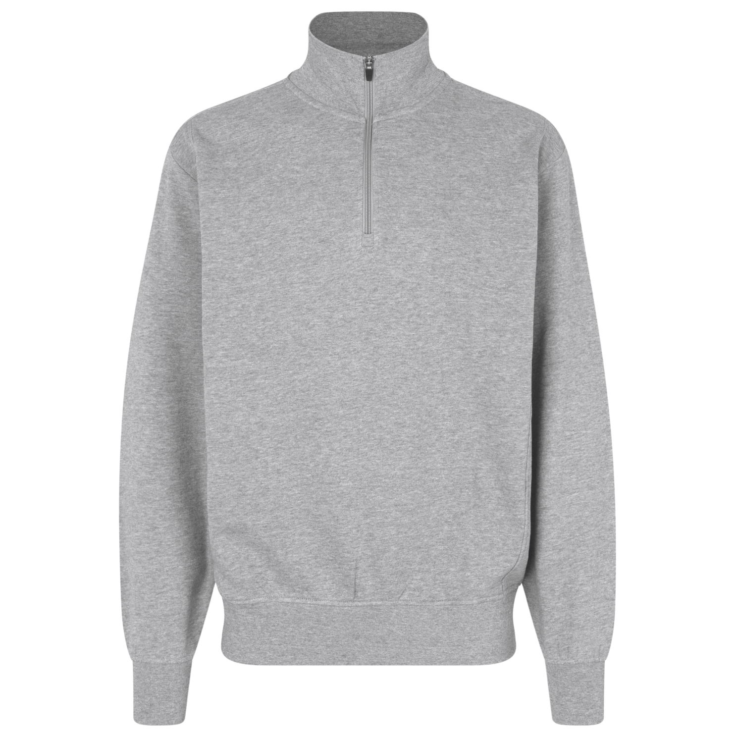 ID Plus Herre Sweatshirt med Lynlås – Grå Melange Tilbud