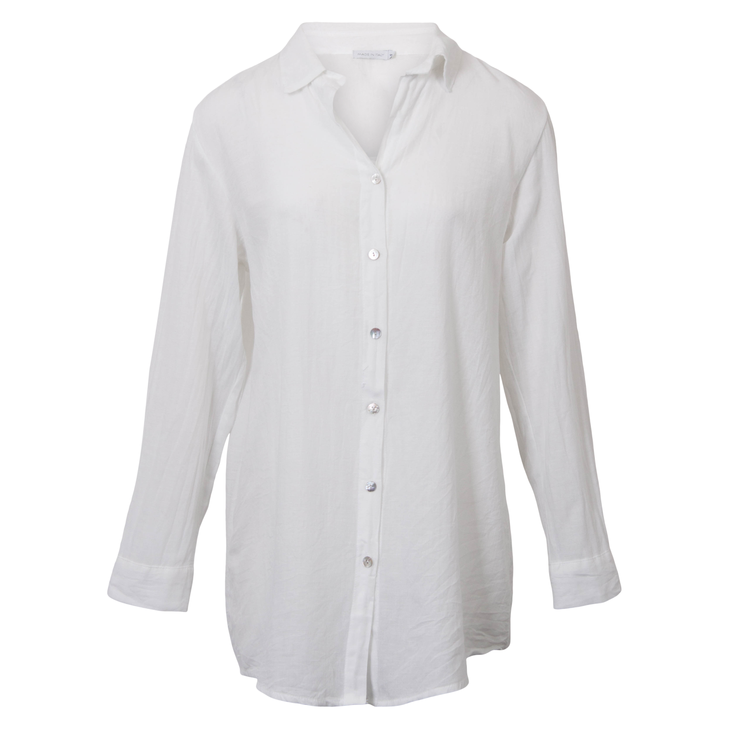Leonora Dame Skjorte   Hørmix Bright White    i Store Plus Size Størrelser