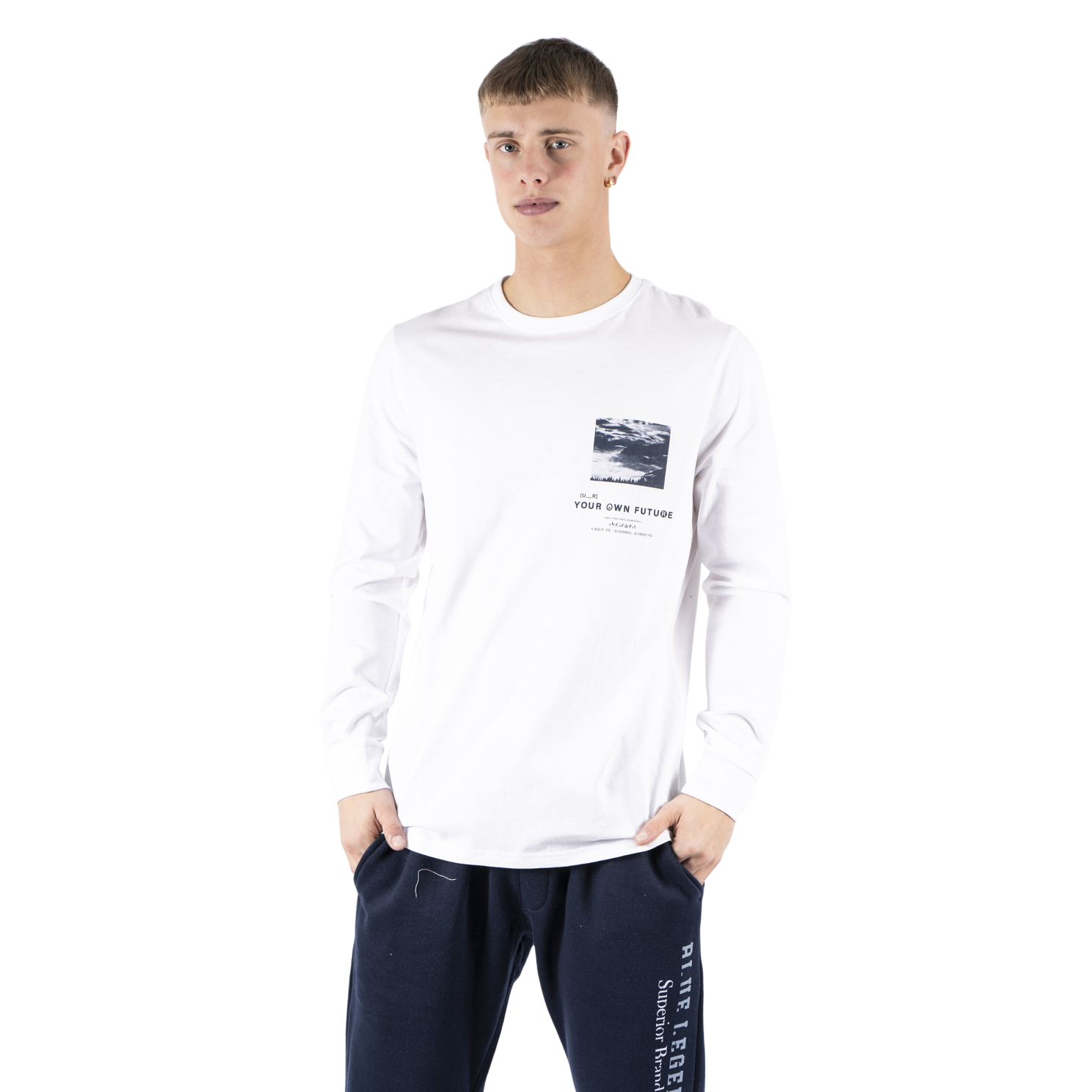Marcus Ardy Plus Size Herre Langærmet T-shirt – Hvid
