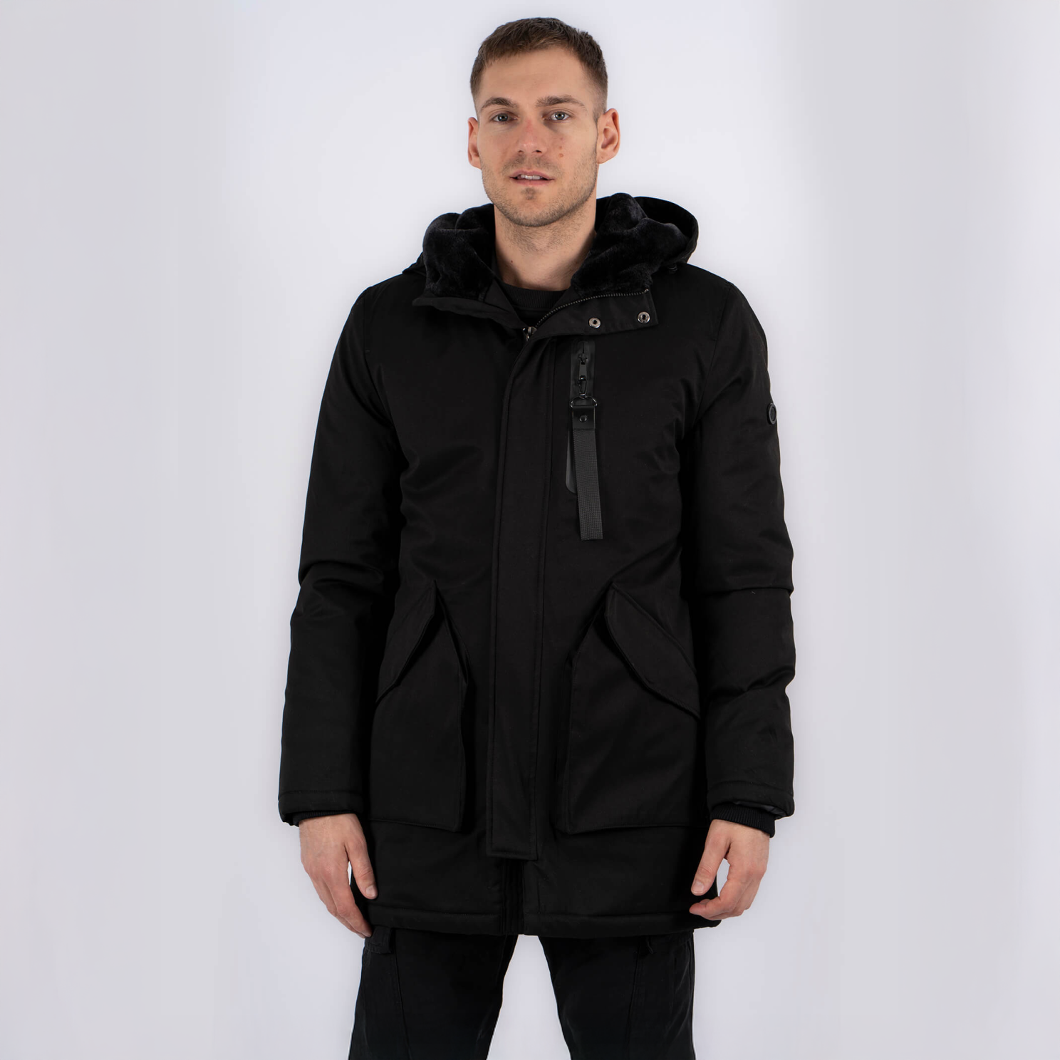 Marcus Clark Herre Vinterjakke - Sort Plus Size Tilbud