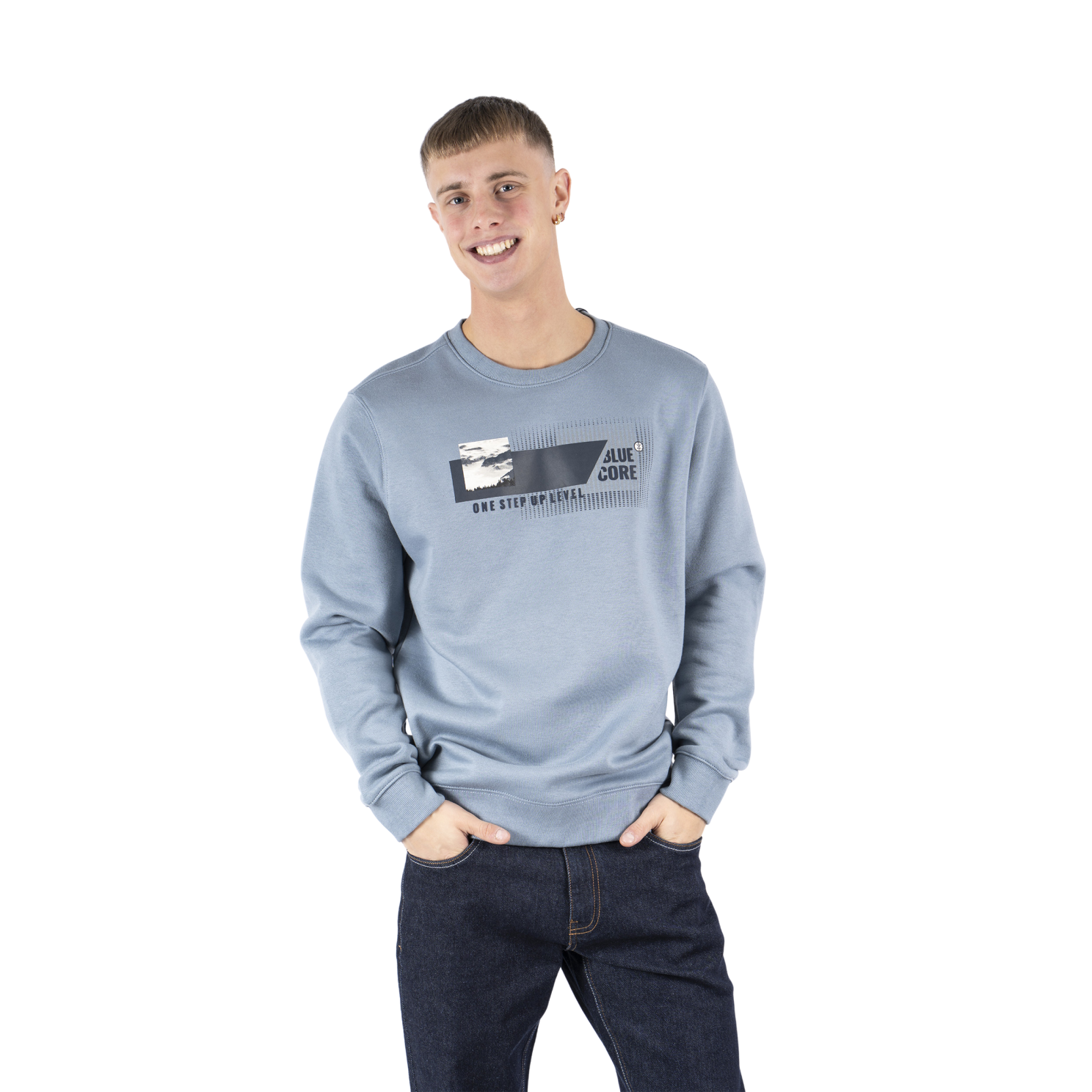Marcus Colin Herre Sweatshirt – Faded Blue Tilbud!