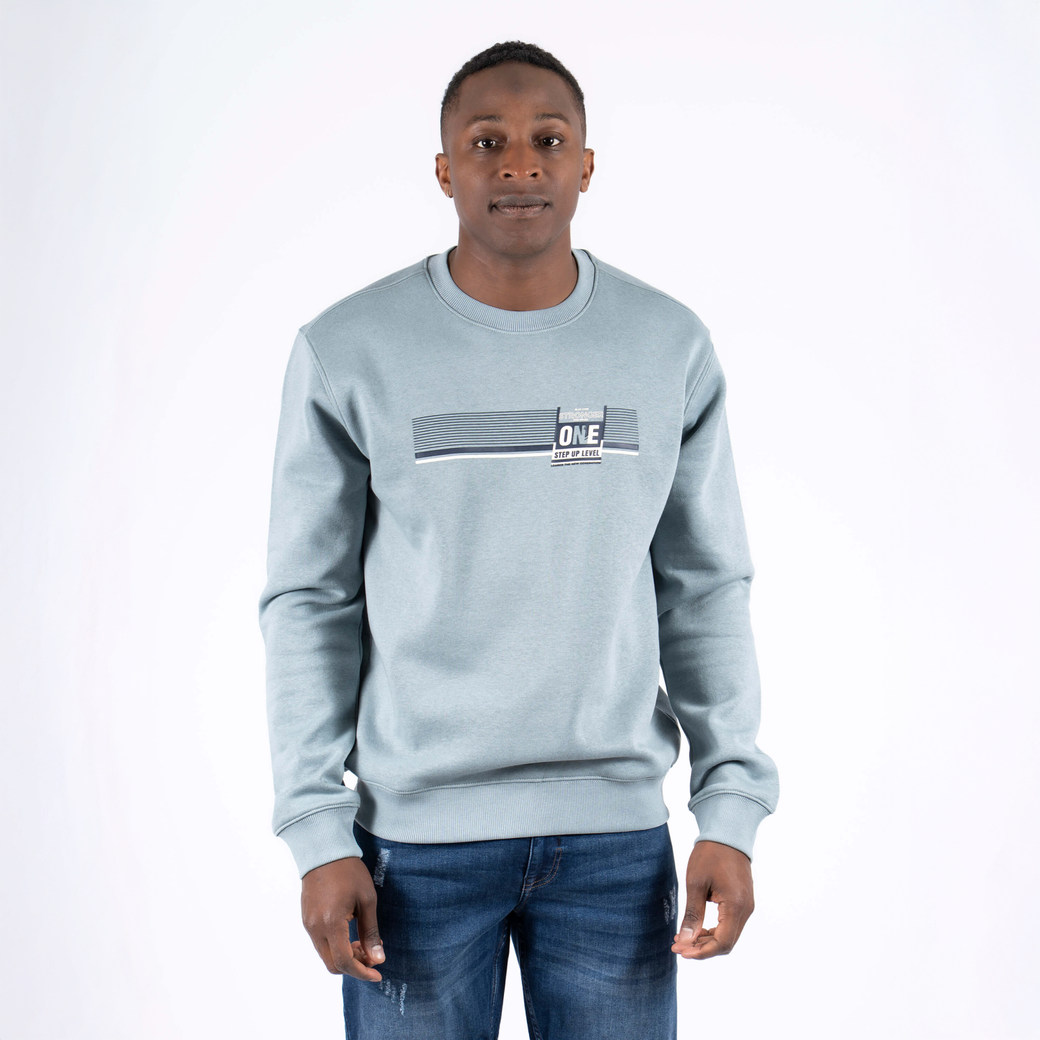 Marcus Colin Herre Sweatshirt Slate   i Store Plus Size Størrelser