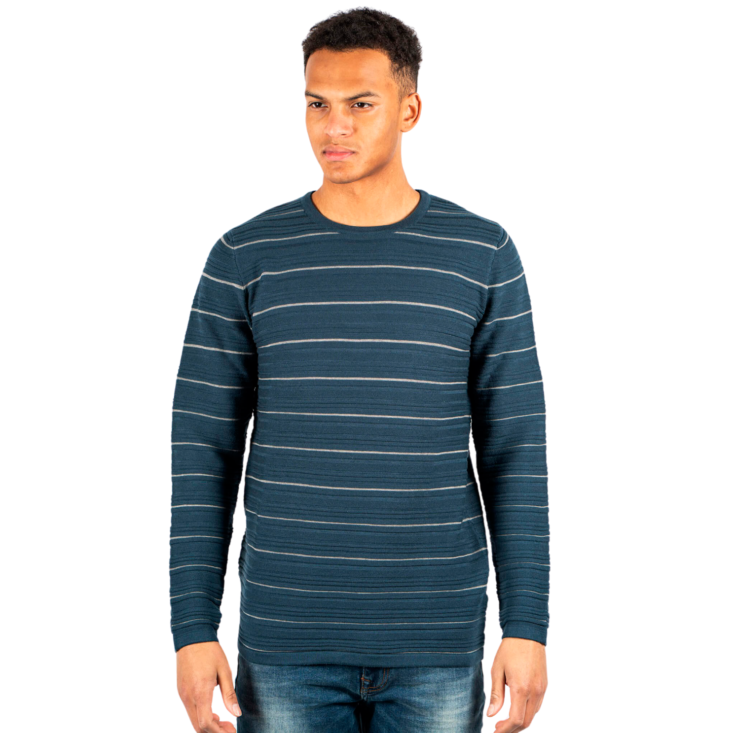 Stilfuld Plus Size Striktrøje i Petrol Navy – Komfort & Stil