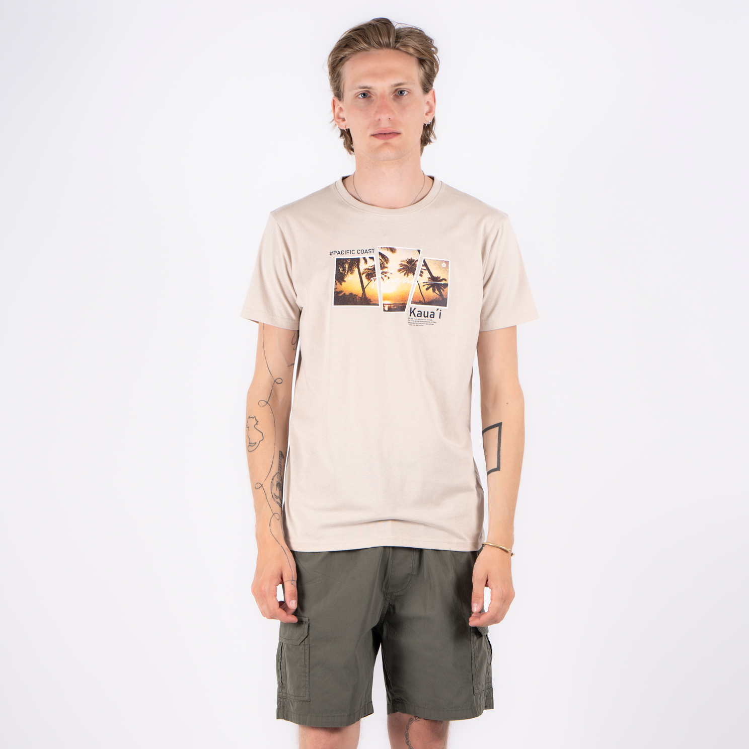 Marcus Flann Plus Size Herre T-shirt – Bubbly Beige tilbud!