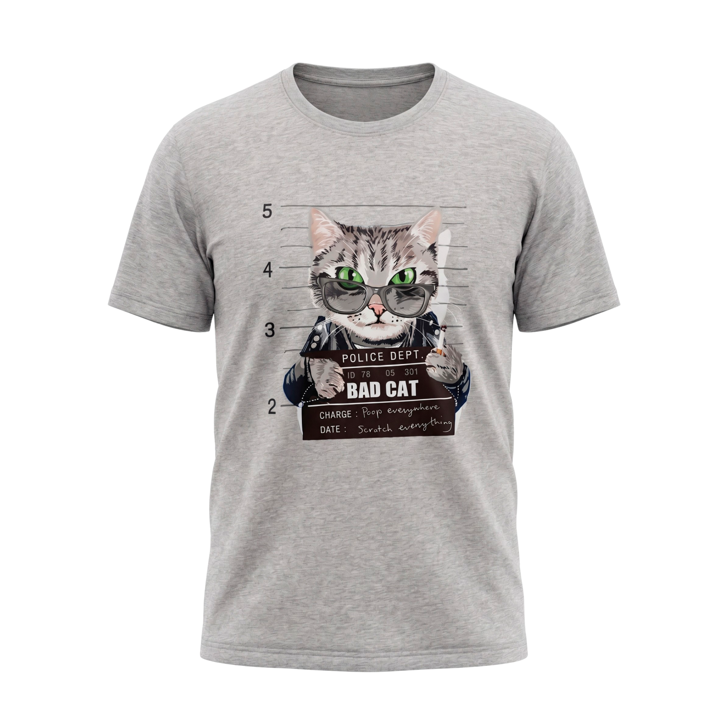 Marcus Fred Herre -shirt Light Grey Melange i Store Plus Size Størrelser