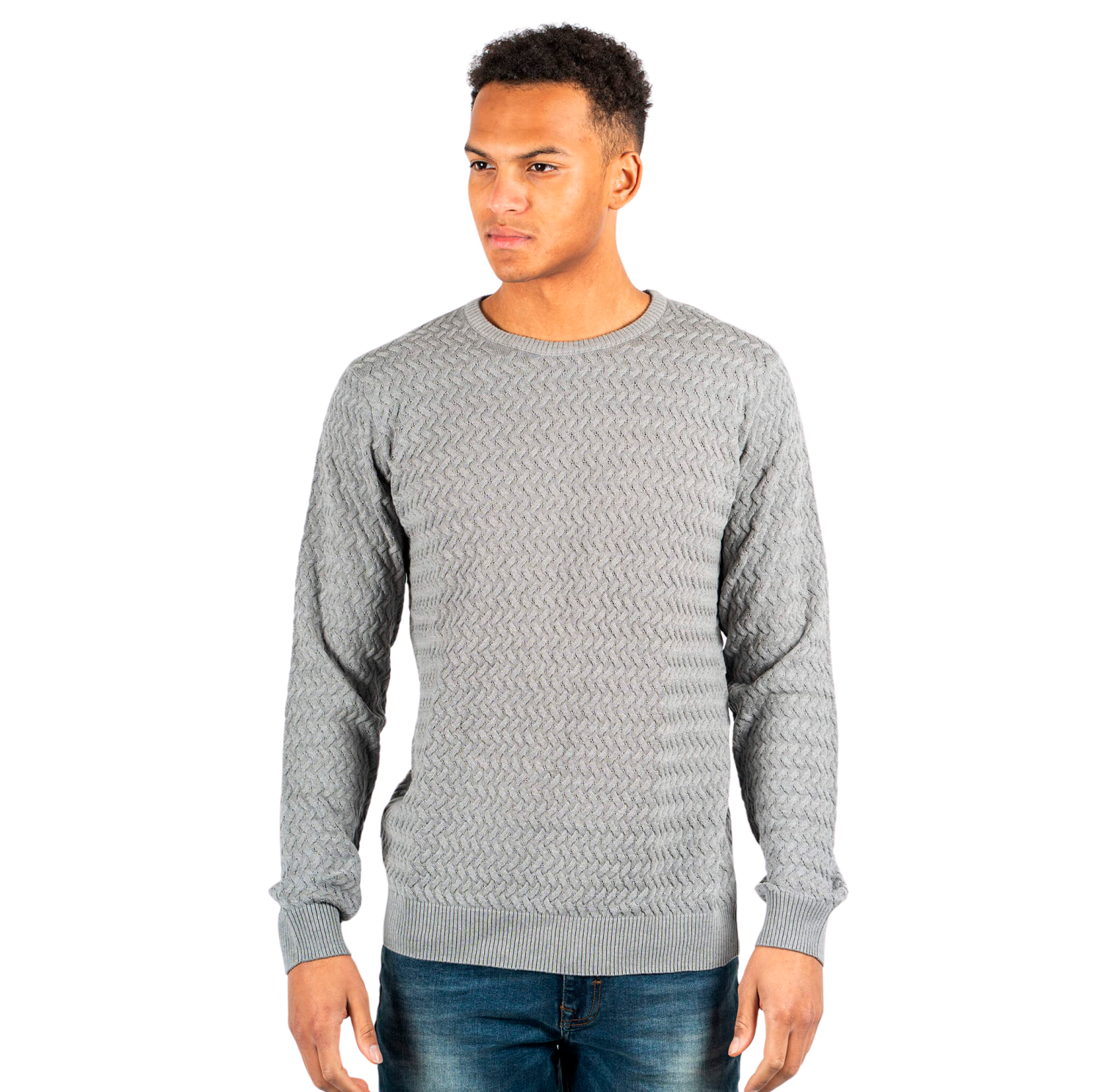 Marcus Plus Size Herre Striktrøje – Magnet Grey Mix