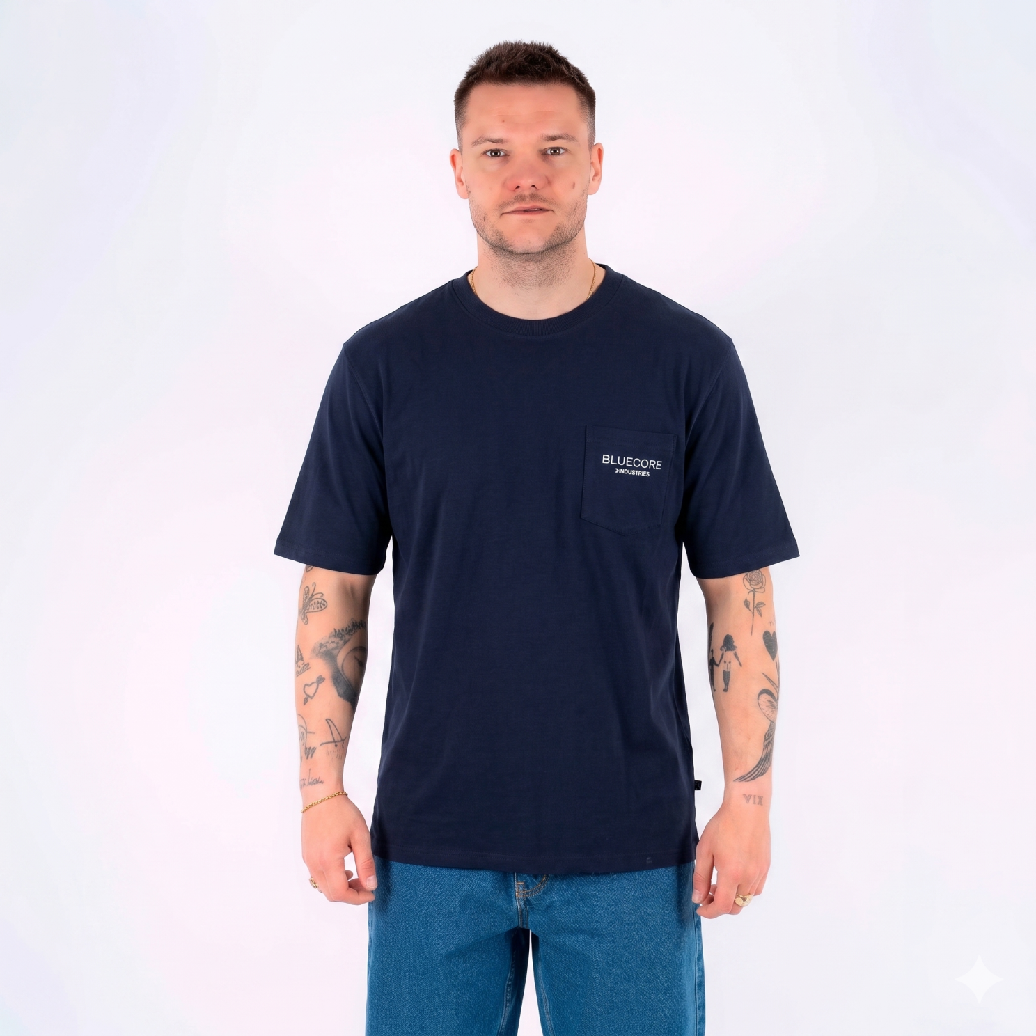 Marcus Milo Herre  -shirt Dark Sapphire    i Store Plus Size Størrelser