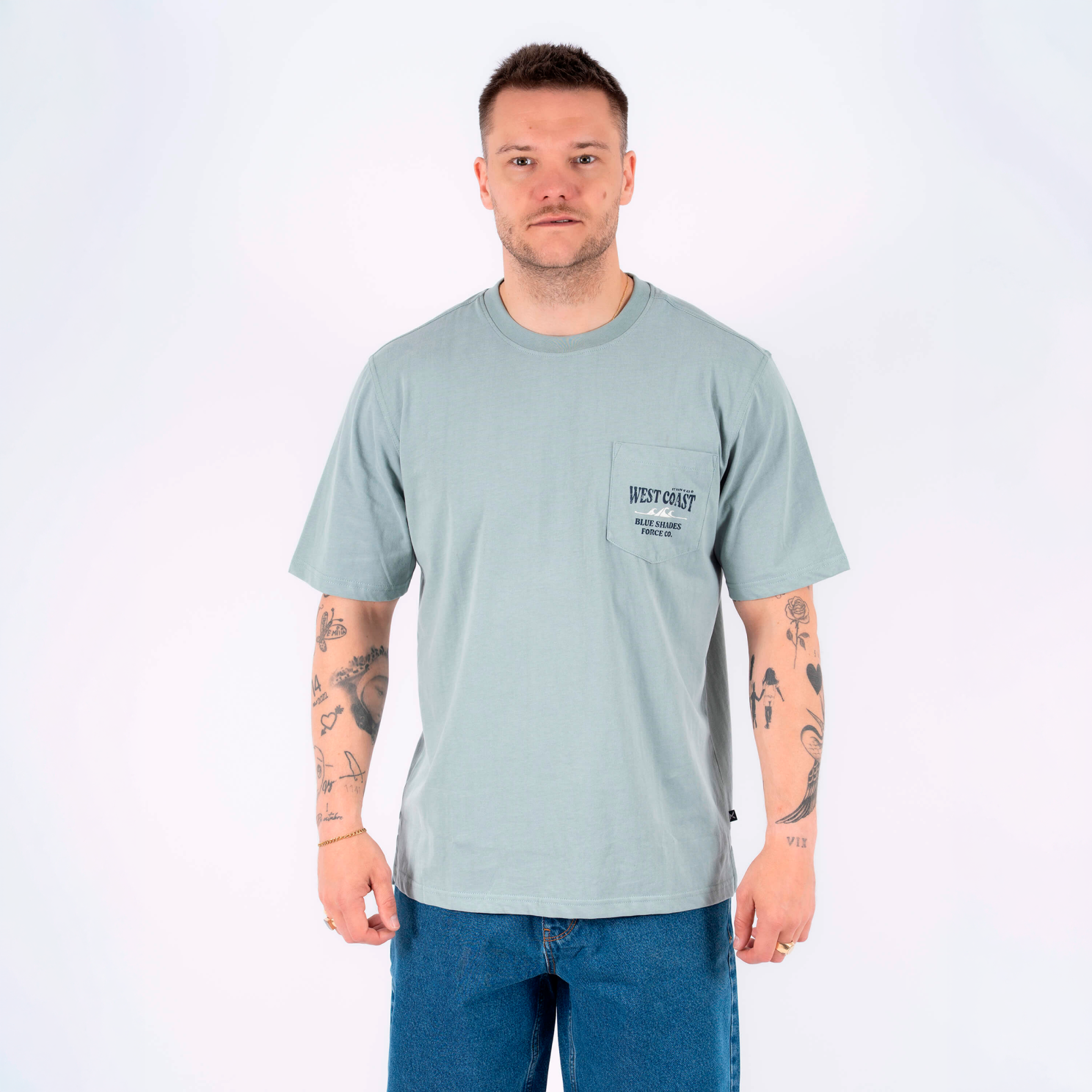 Marcus Milo Herre  -shirt Slate    i Store Plus Size Størrelser