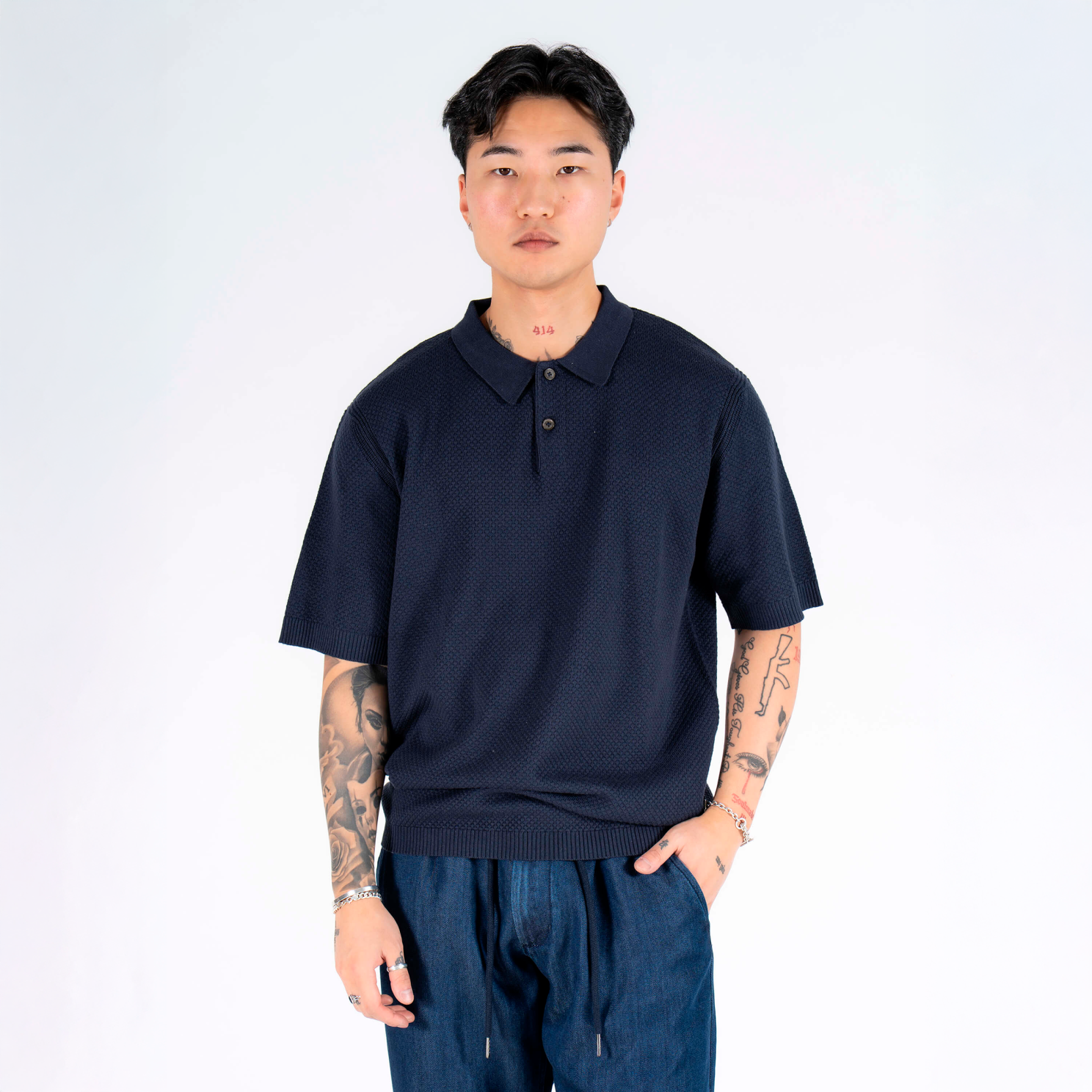 Marcus Pete Herre Polo Dark Sapphire    i Store Plus Size Størrelser