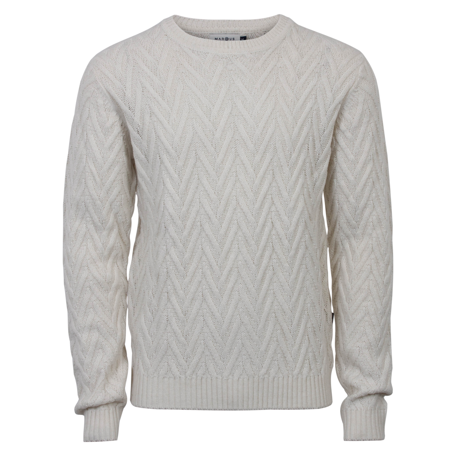 Marcus Richie Herre Uldmix Striktrøje – Off White Tilbud!