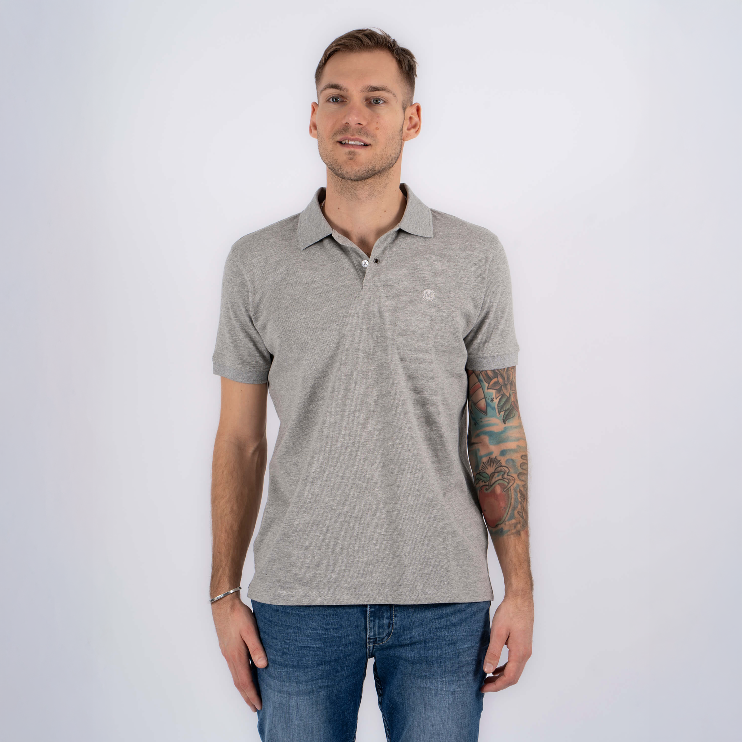 Marcus Tyler Herre Polo i Lys Grå – Plus Size Tilbud
